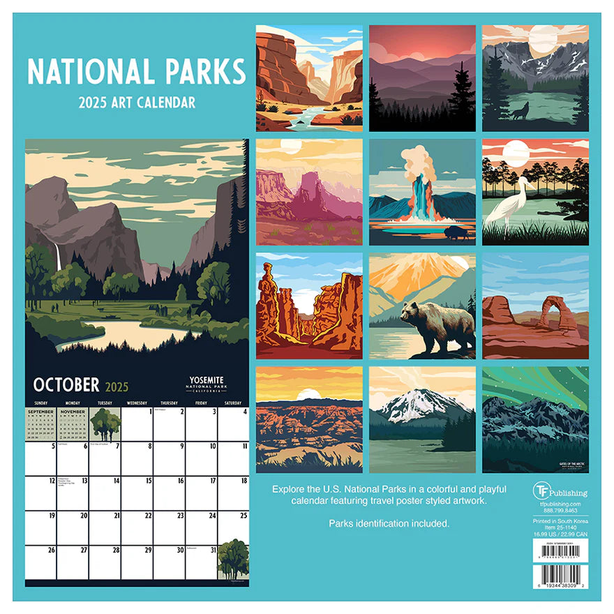 2025 National Parks-Art - Square Wall Calendar