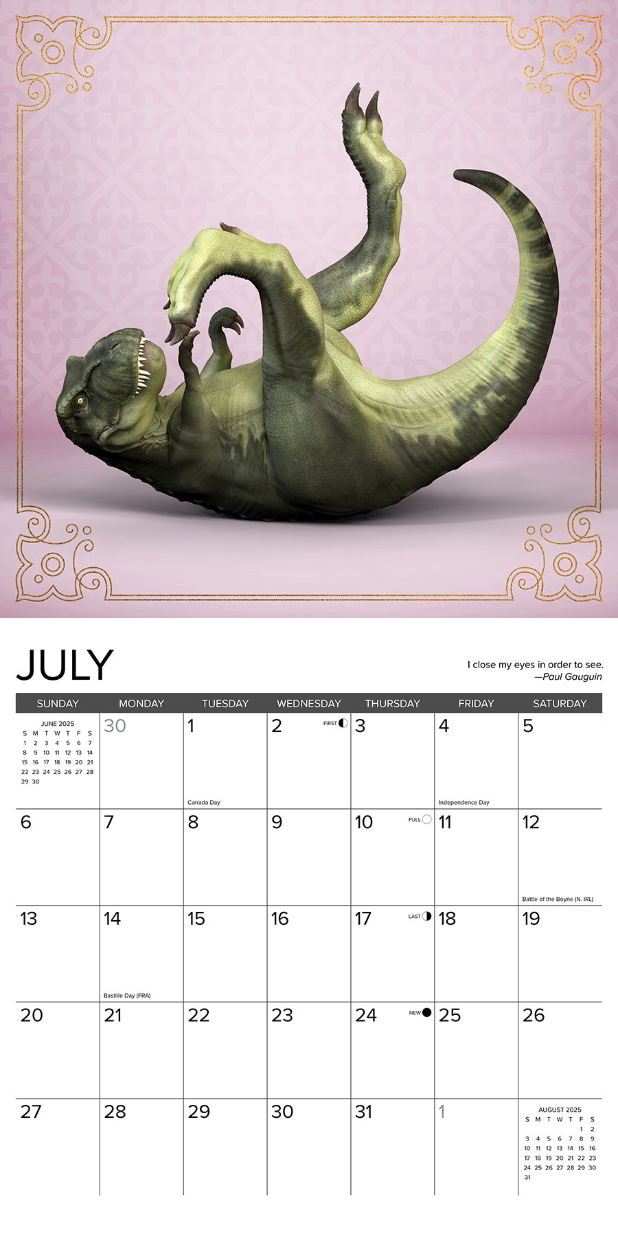 2025 T-Rex Yoga - Square Wall Calendar