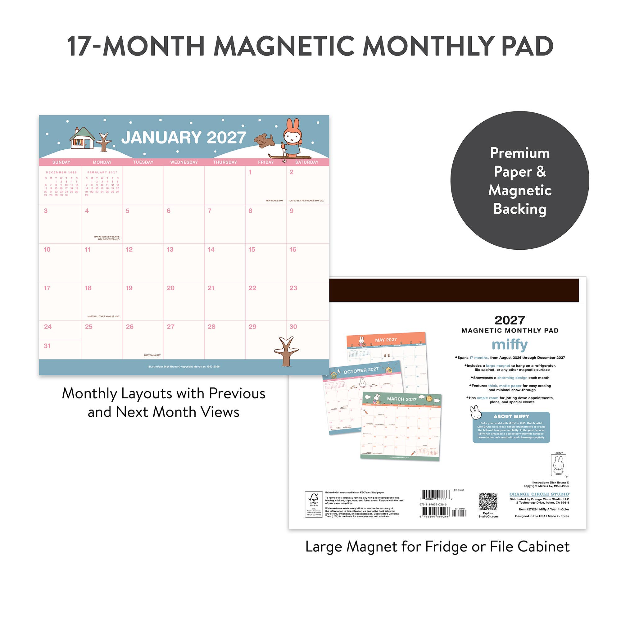 2027 Miffy A Year in Color Magnetic Monthly Pad