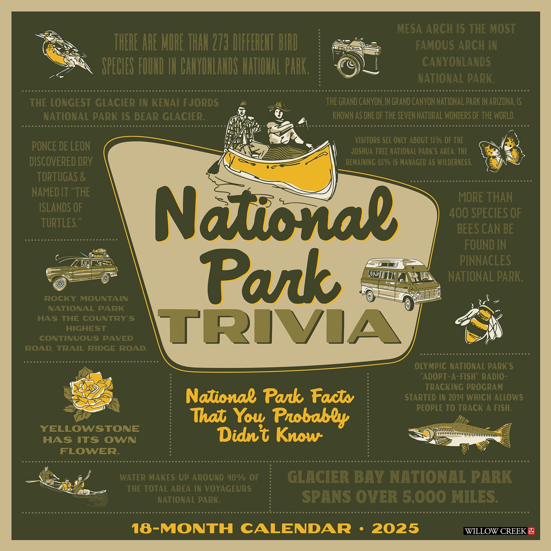 2025 National Park Trivia - Square Wall Calendar