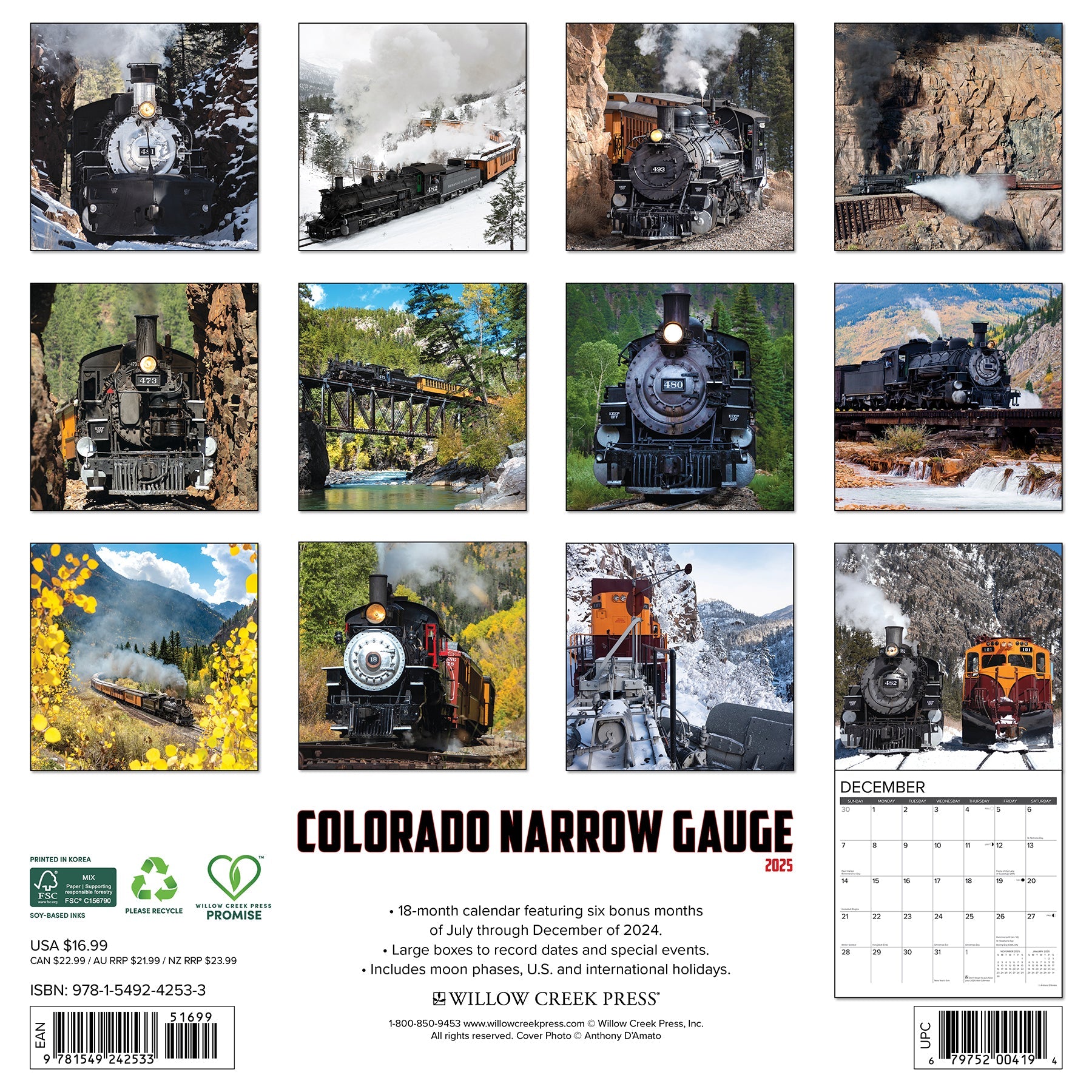 2025 Colorado Narrow Gauge Railroads - Square Wall Calendar