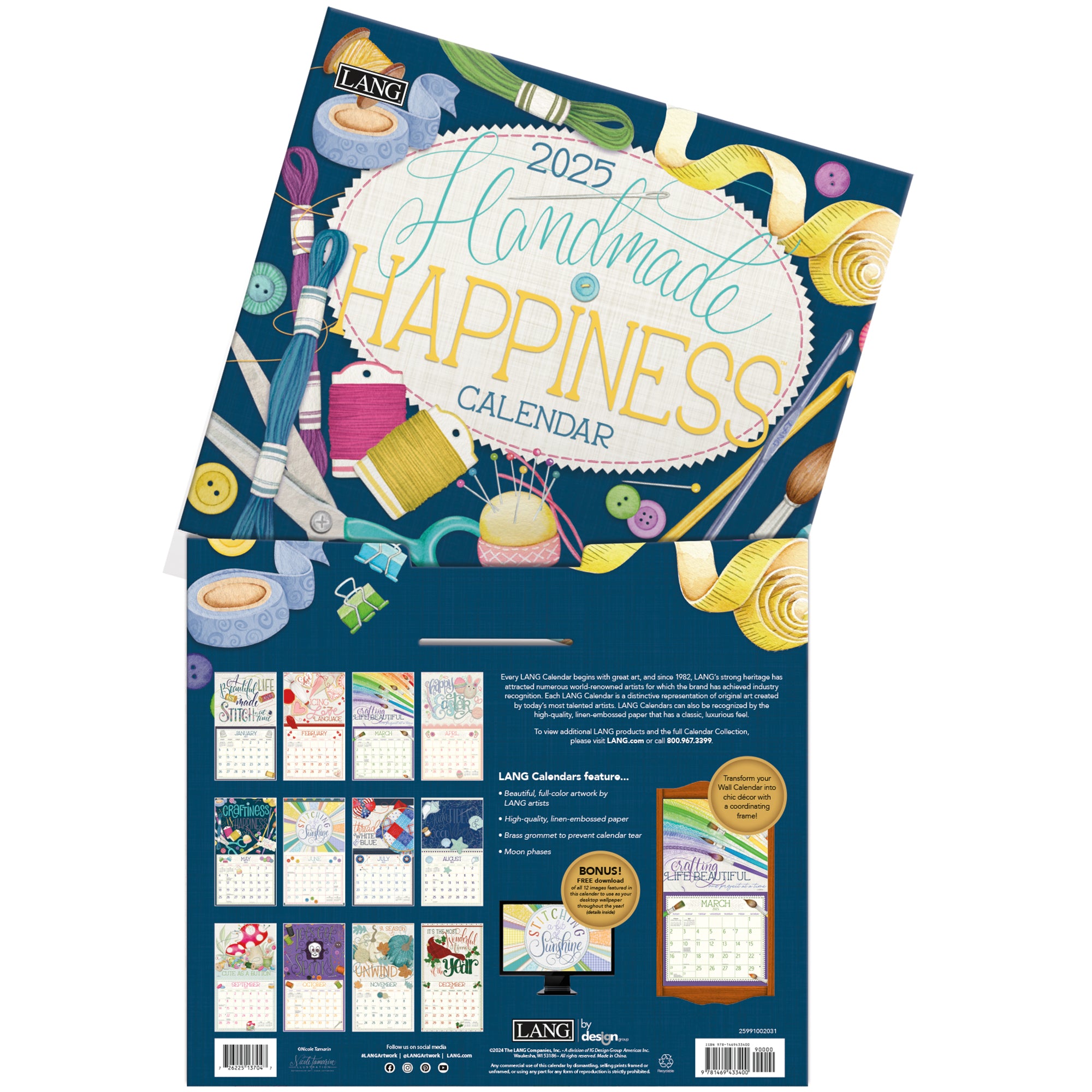 2025 Handmade Happiness By Nicole Tamarin - LANG Deluxe Wall Calendar