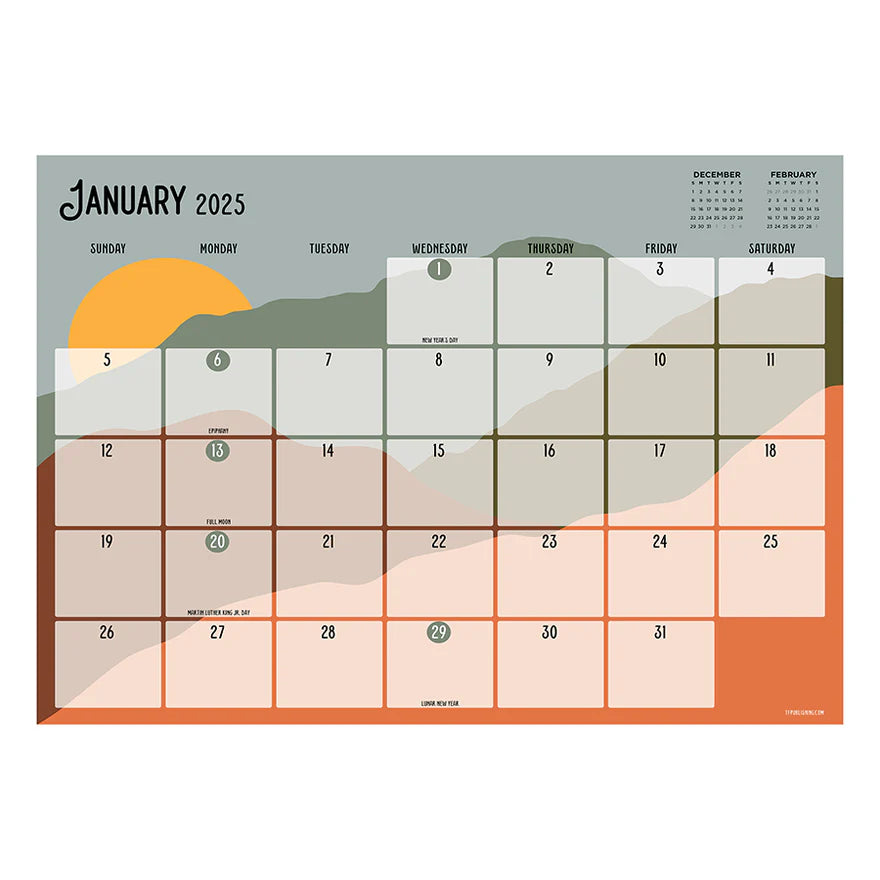 2025 Landscapes - Monthly Medium Desk Pad Blotter Calendar