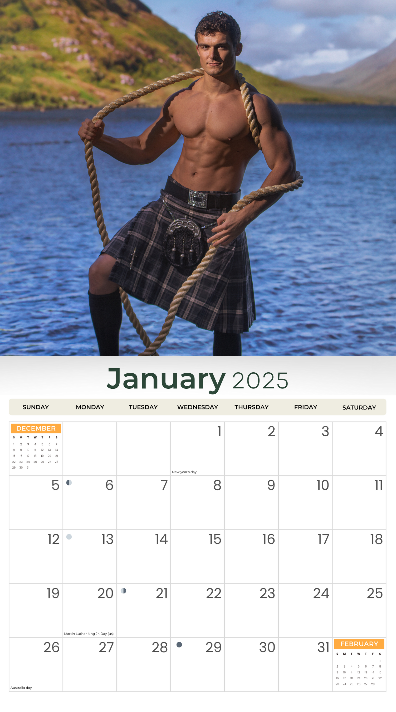 2025 Men In Kilts - Deluxe Wall Calendar