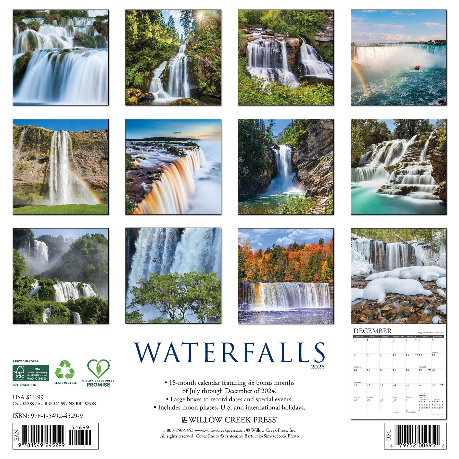 2025 Waterfalls - Square Wall Calendar