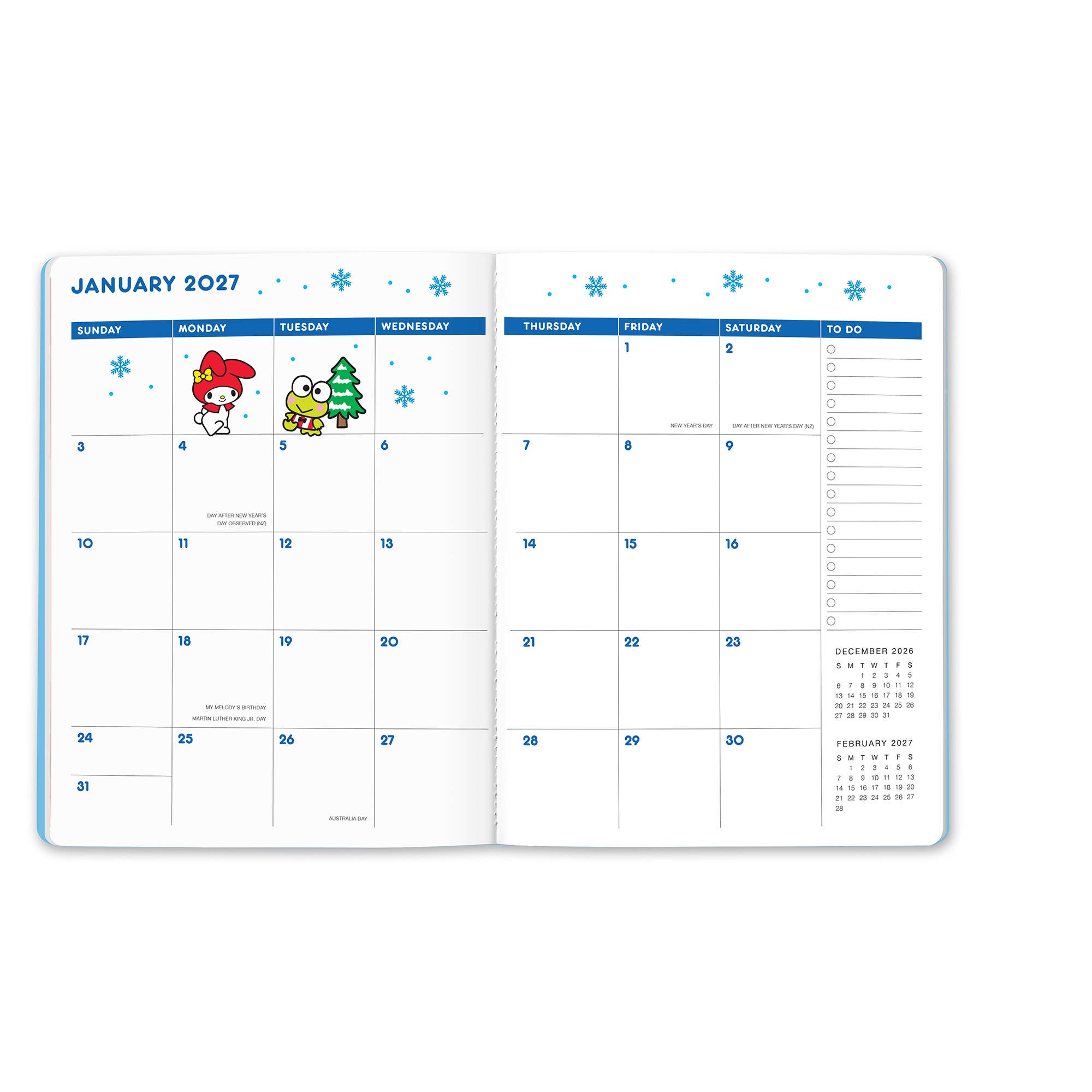 2027 Hello Kitty and Friends Retro Just Right Monthly Planner with Enamel Charm Bookmark