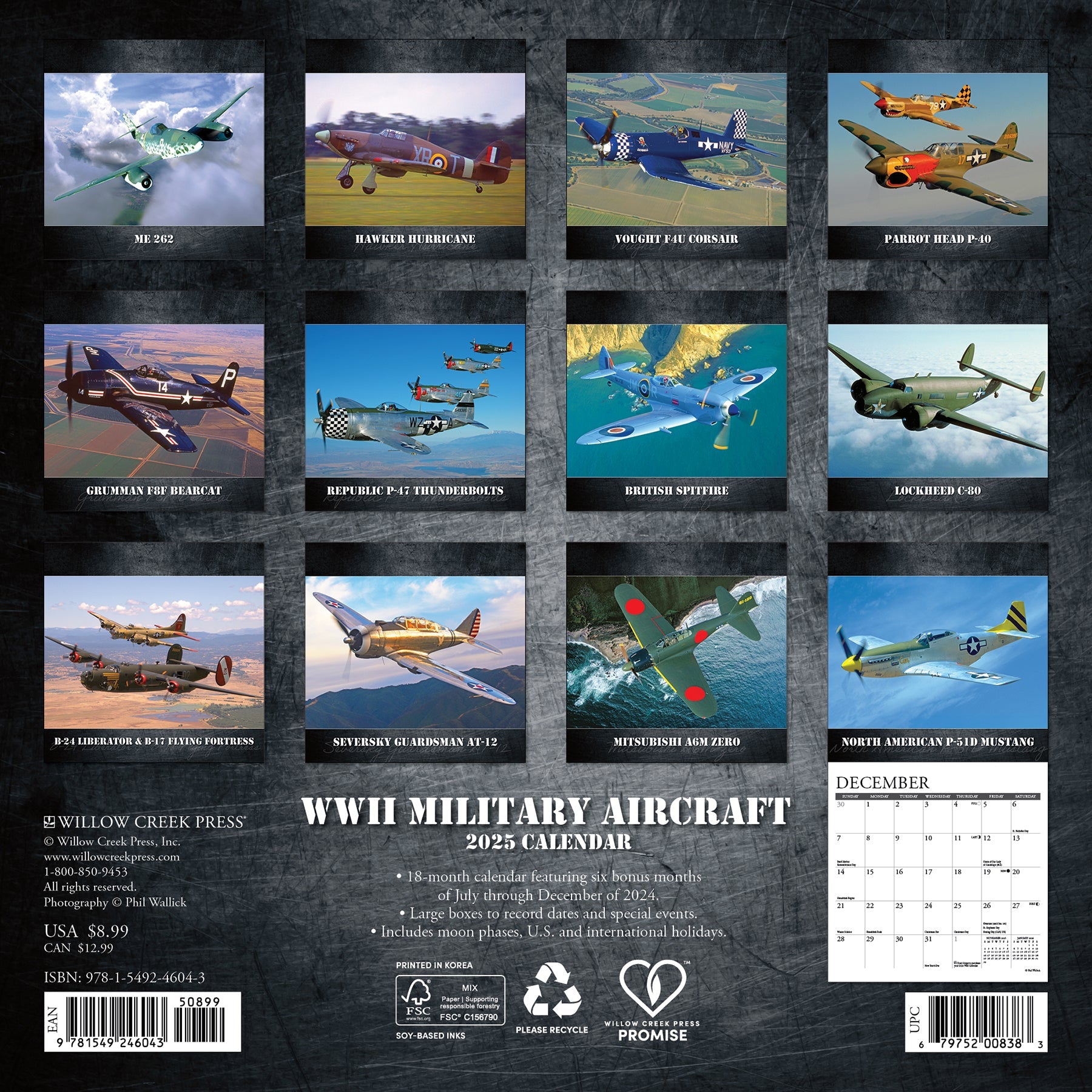 2025 WWII Military Aircraft - Mini Wall Calendar