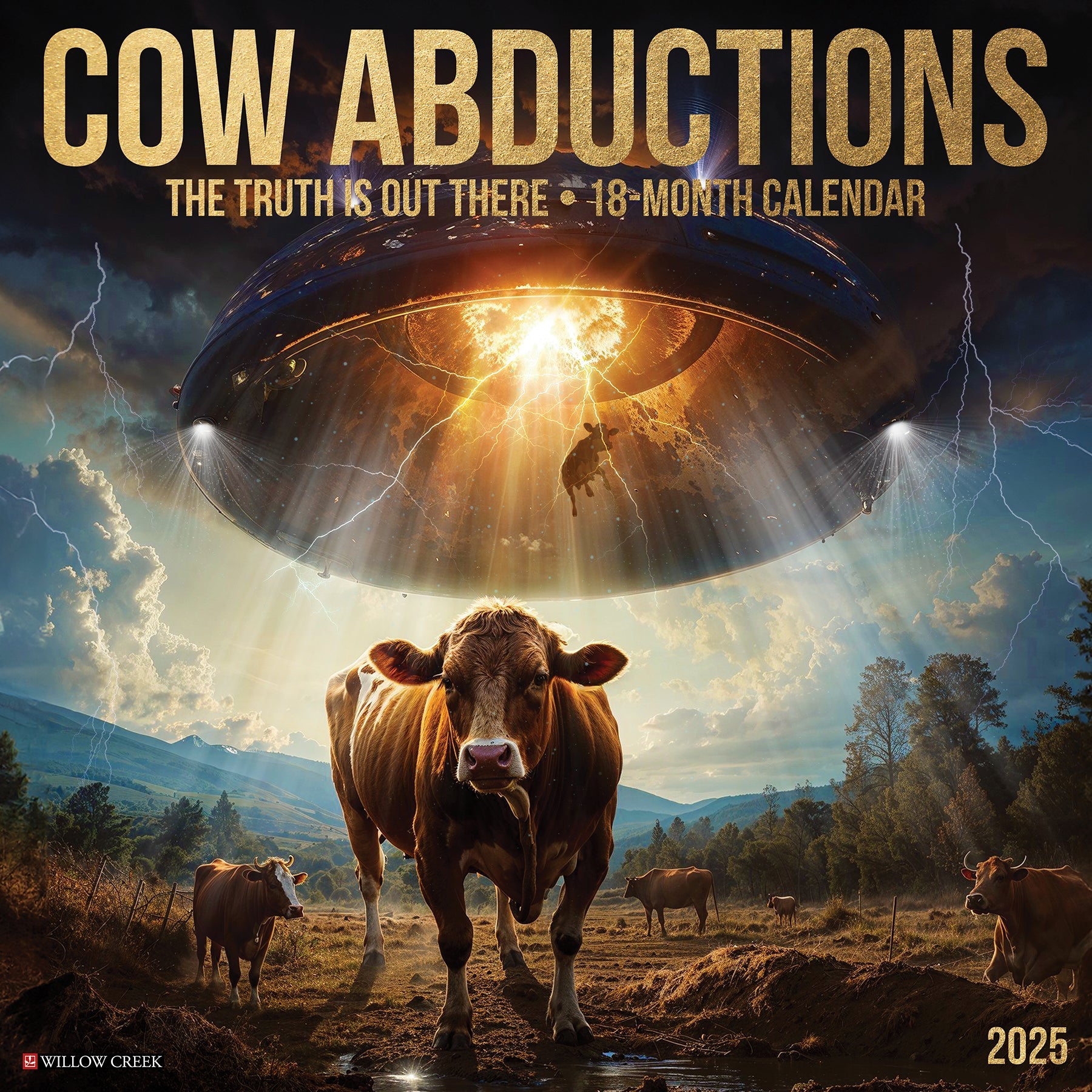 2025 Cow Abductions - Square Wall Calendar