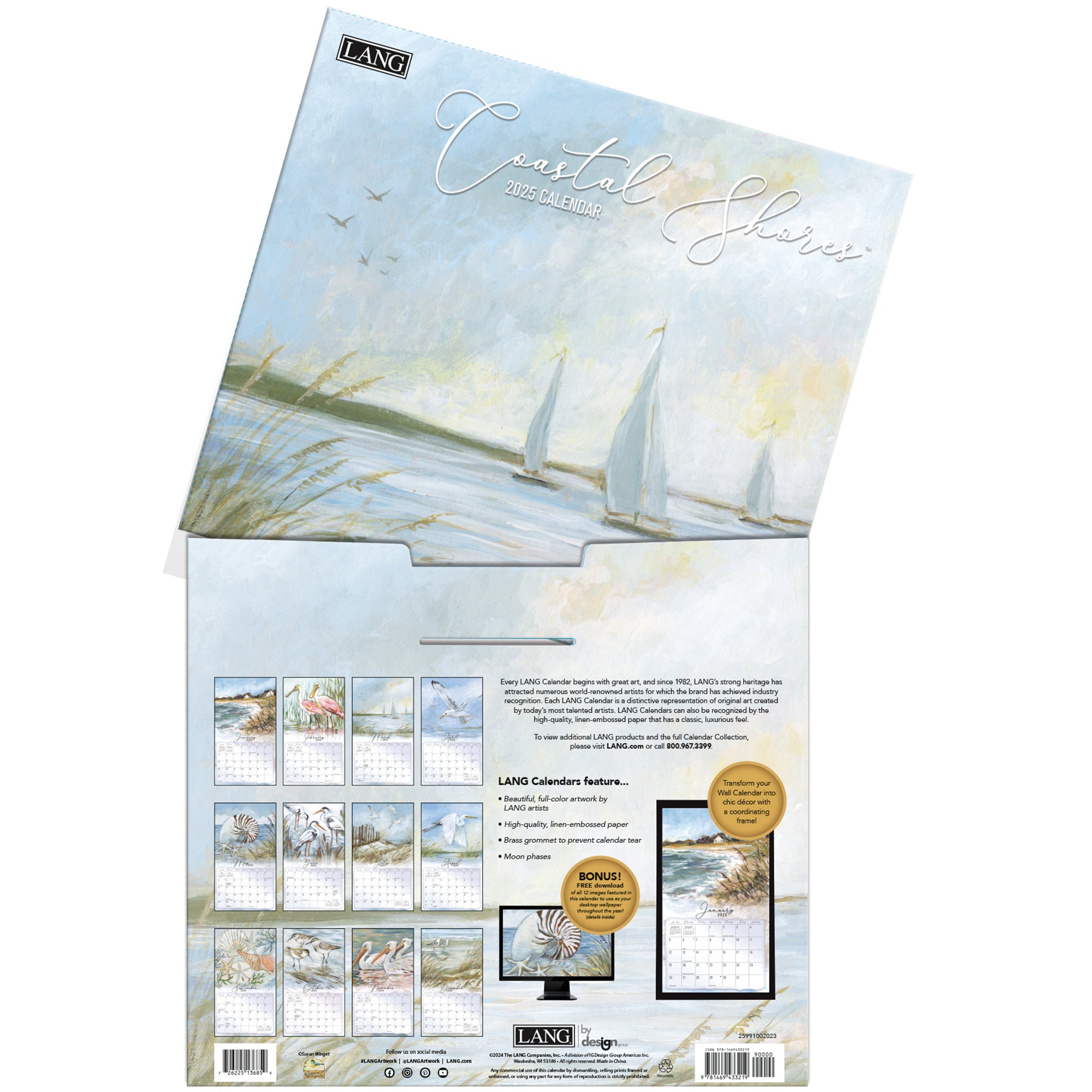 2025 Coastal Shores By Susan Winget - LANG Deluxe Wall Calendar