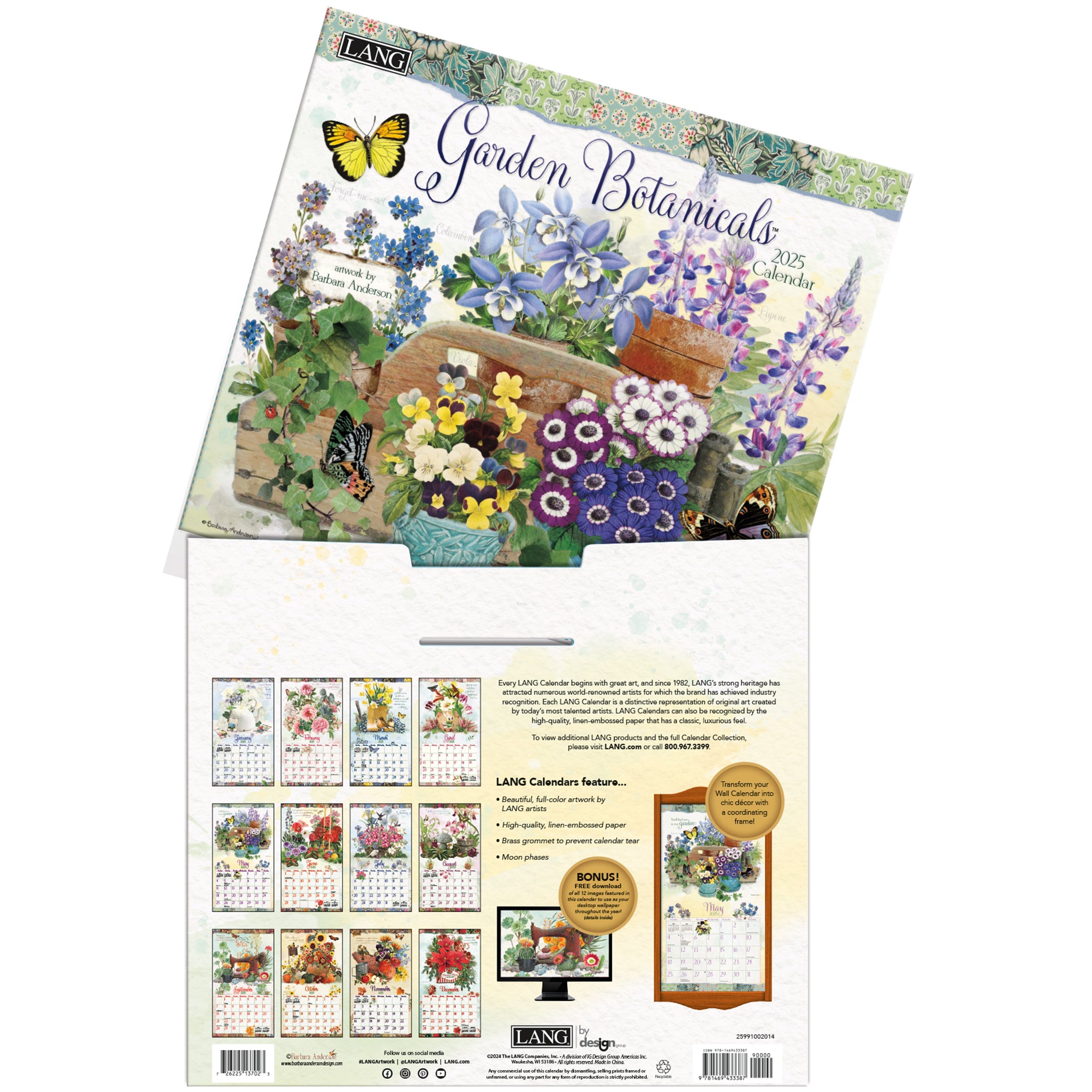 2025 Garden Botanicals by Barbara Anderson - LANG Deluxe Wall Calendar