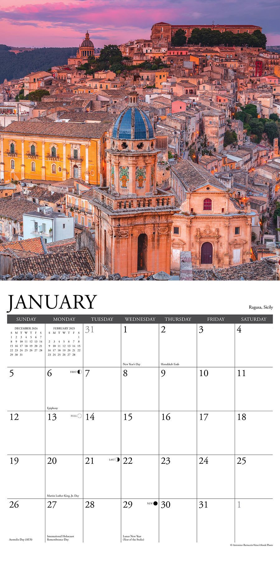 2025 Italy (w/foil) - Square Wall Calendar