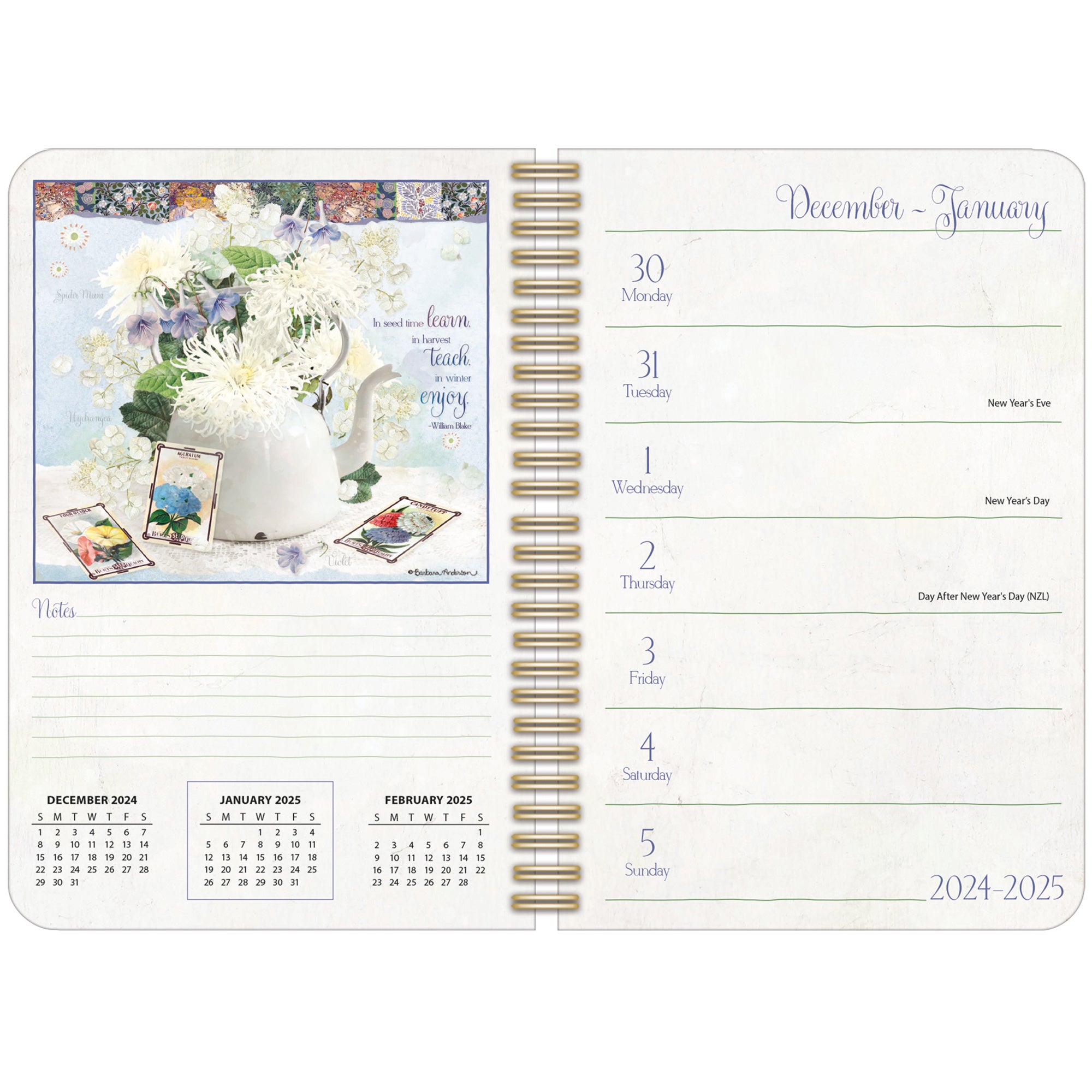 2025 Garden Botanicals - LANG Monthly Engagement Diary/Planner