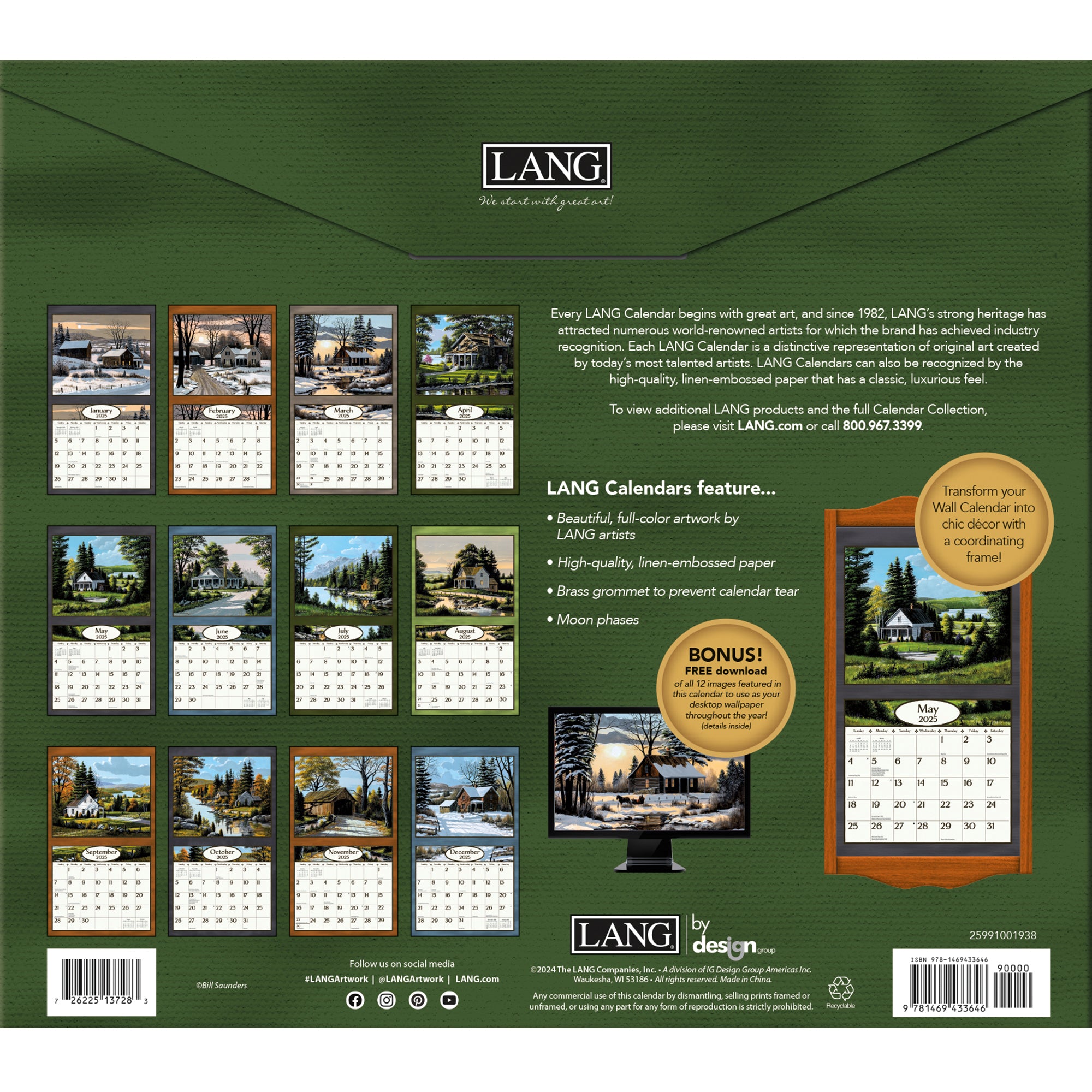 2025 Road Home By Bill Saunders - LANG Deluxe Wall Calendar