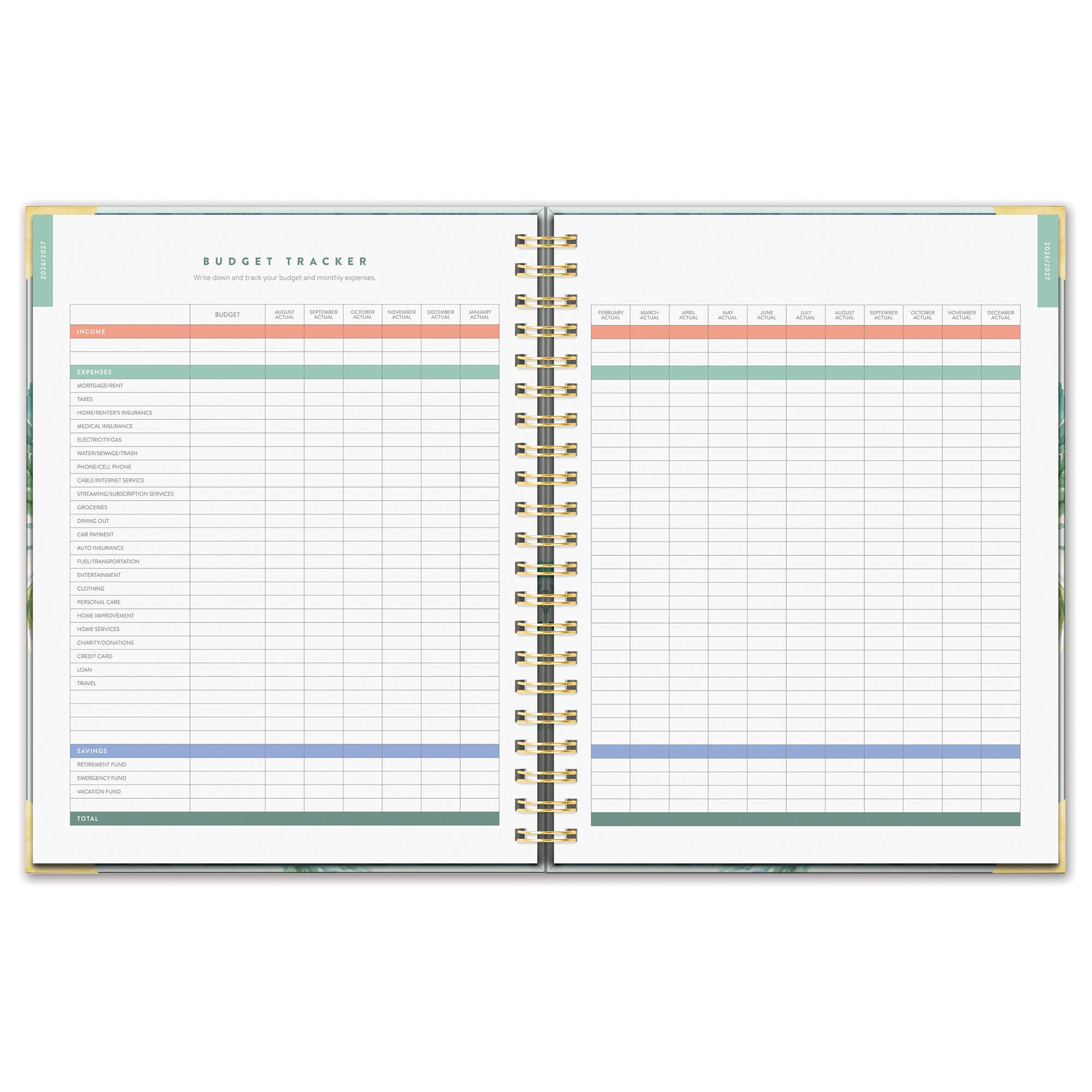 2027 Bella Flora Deluxe Extra-Large Spiral Planner