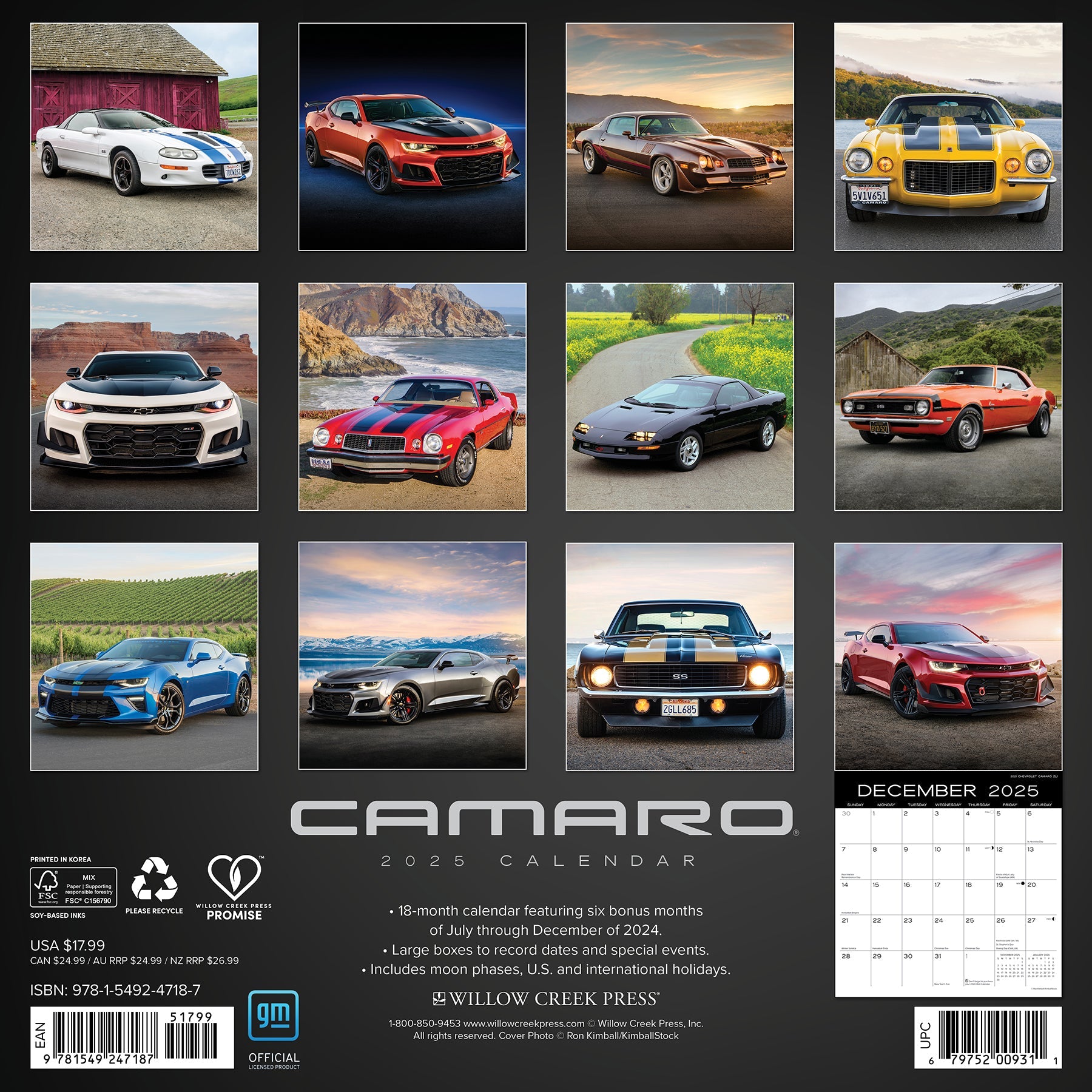 2025 Camaro (w/foil) - Square Wall Calendar