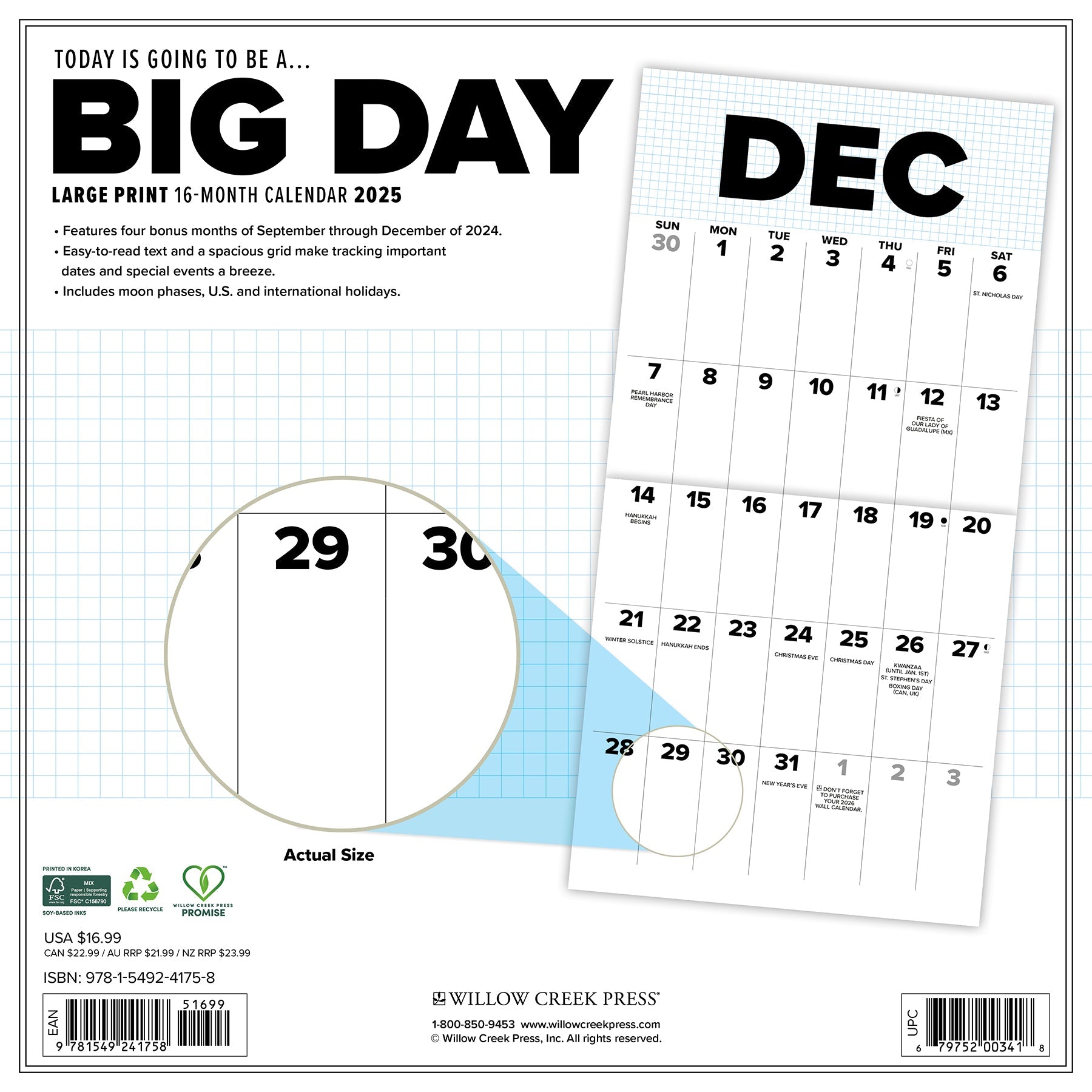 2025 Big Day - Square Wall Calendar