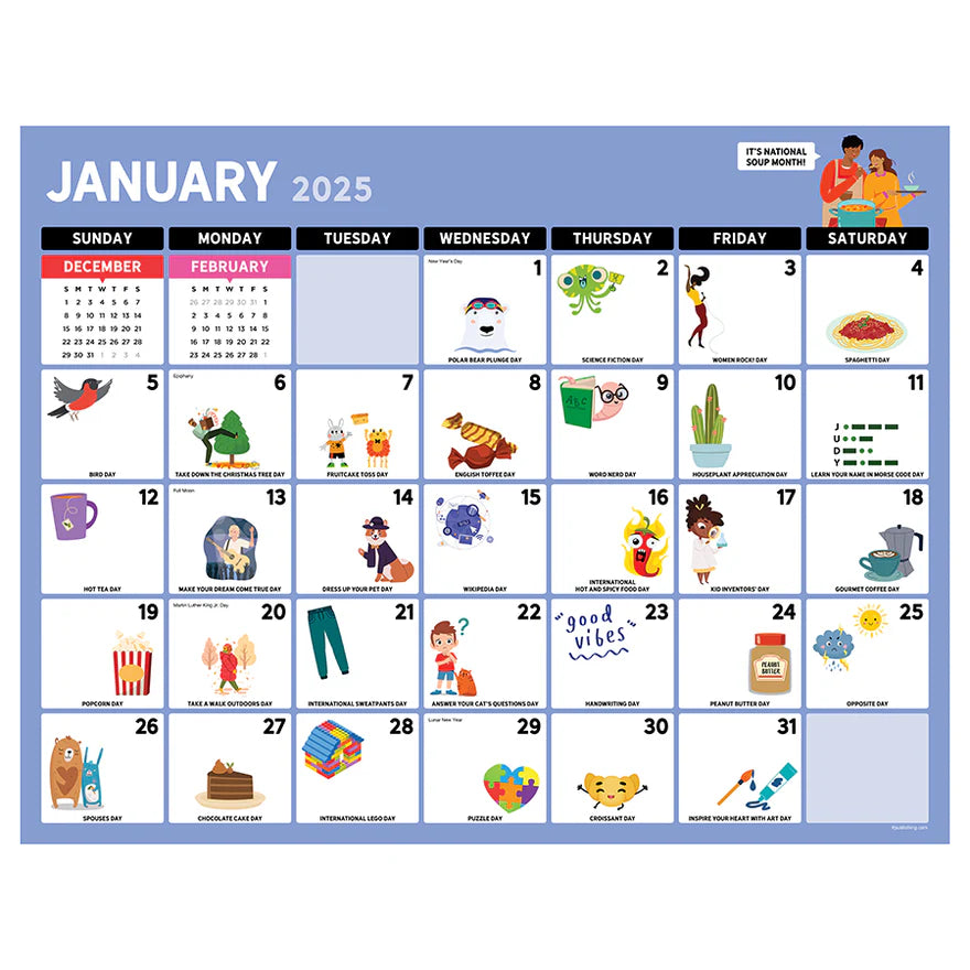 2025 Every Day's A Holiday - Monthly Large Desk Pad Blotter Calendar