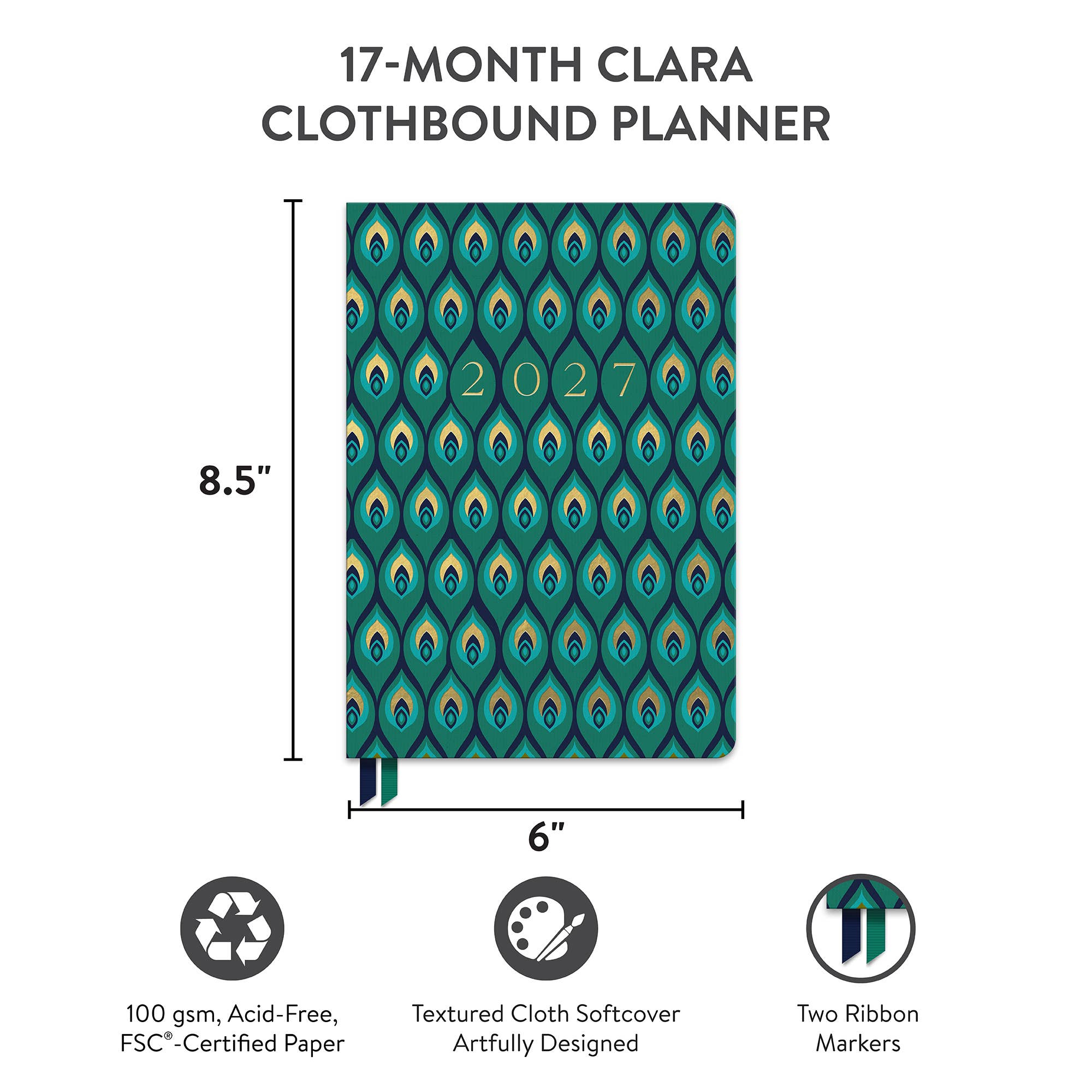 2027 Cascading Plumes Clara Clothbound Planner