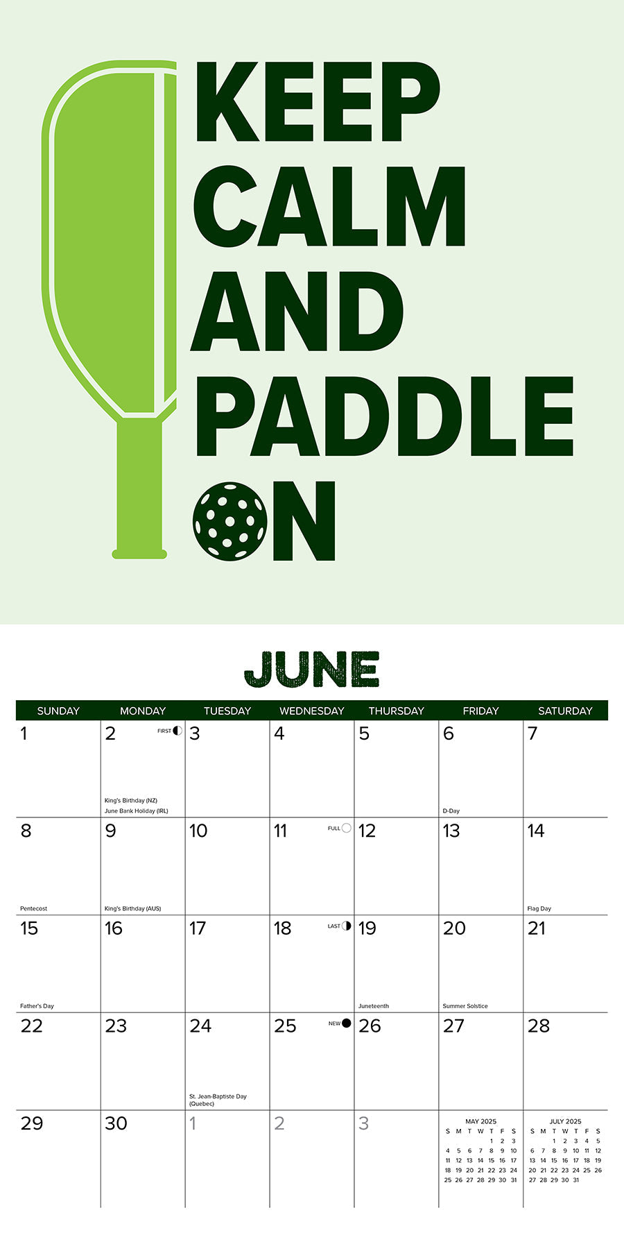 2025 Pickleball - Square Wall Calendar