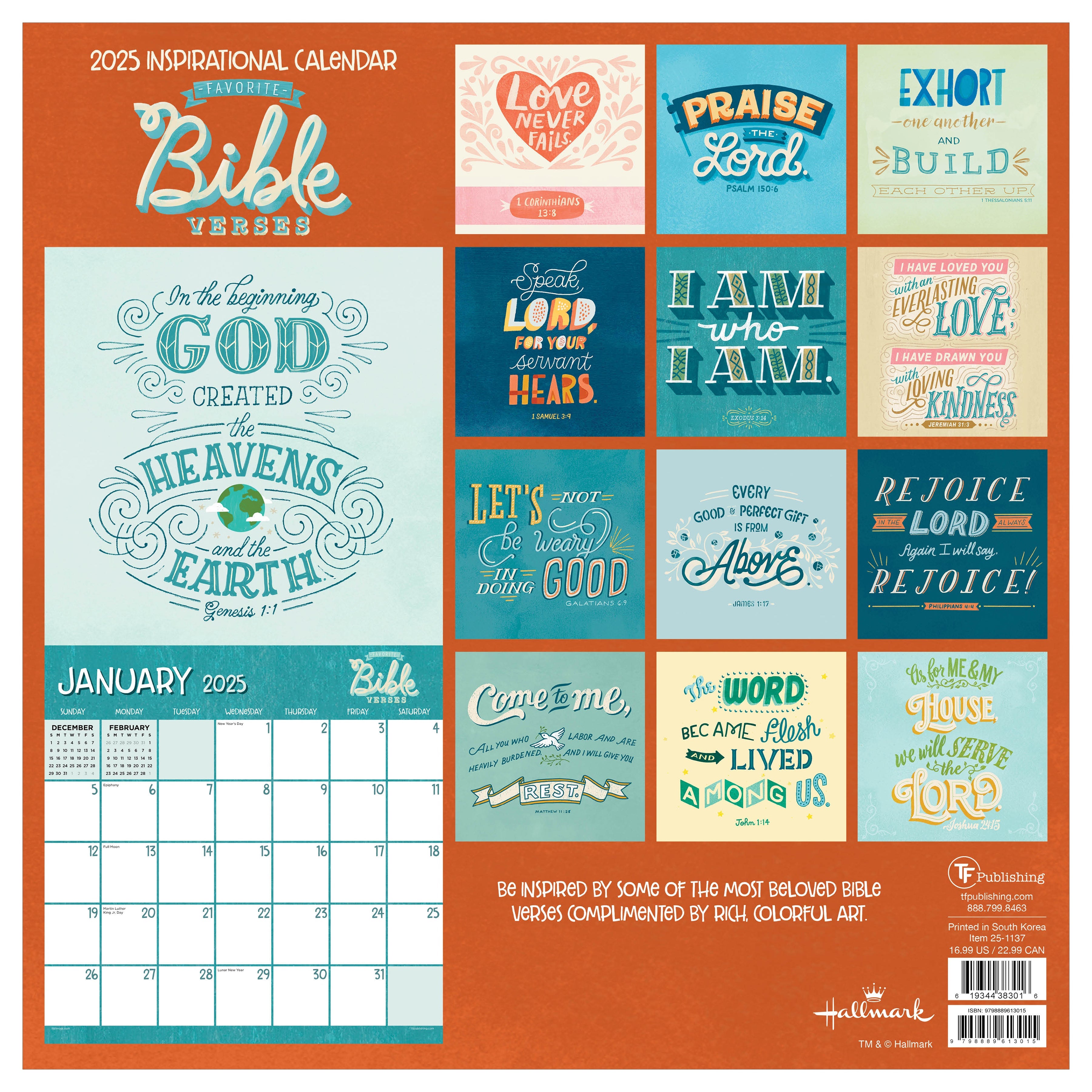 2025 Bible Verses - Square Wall Calendar