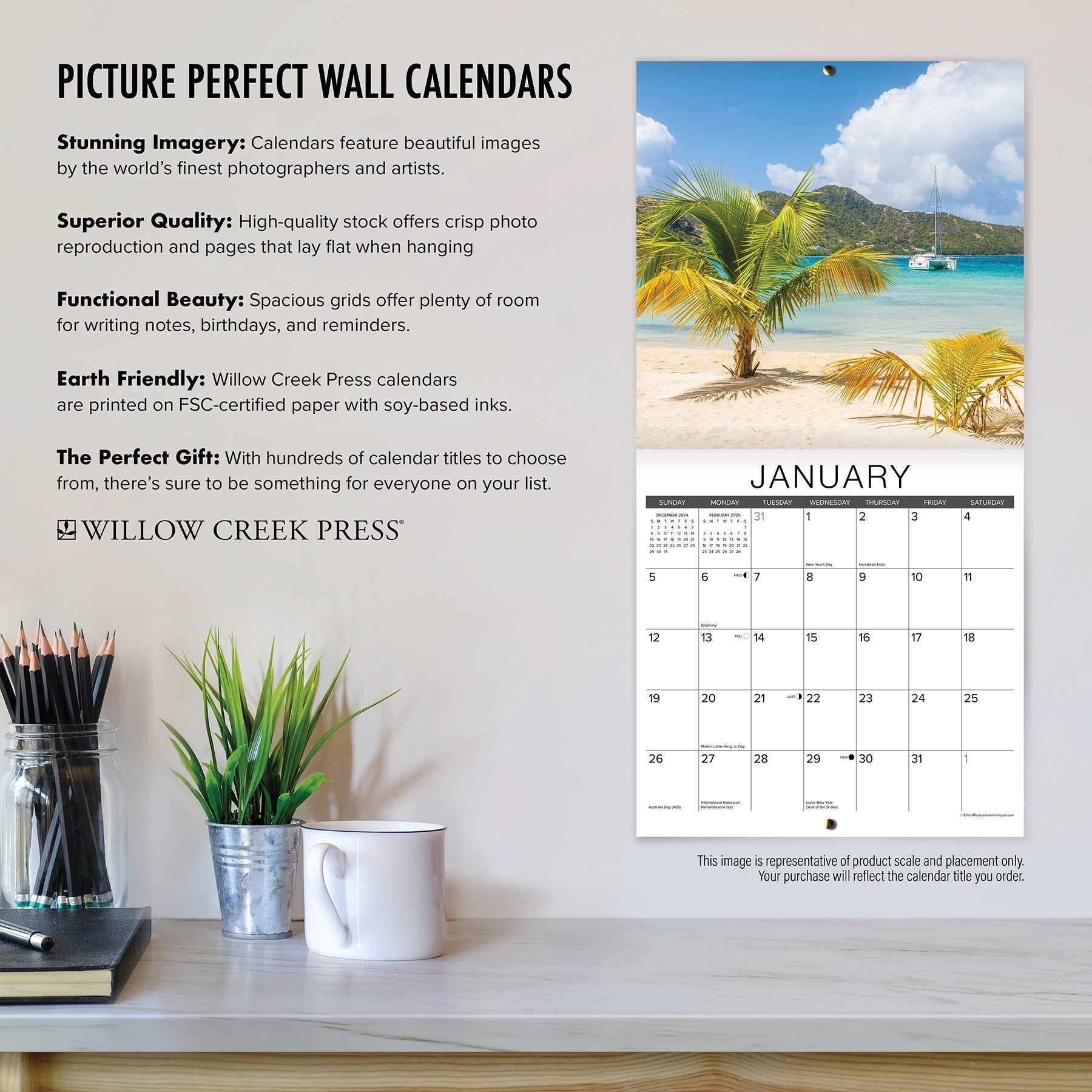 2025 T-Rex Yoga - Square Wall Calendar