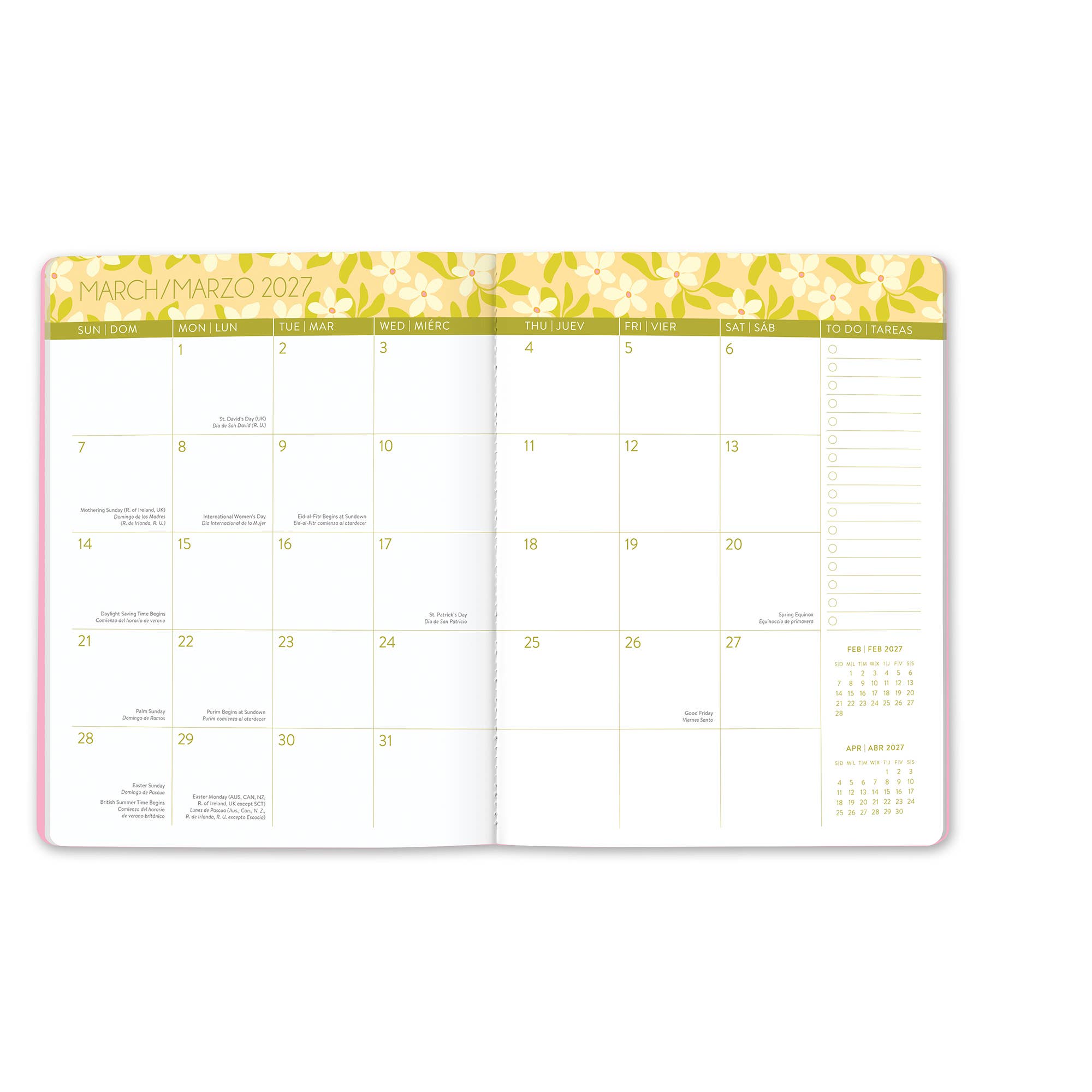 2027 Secret Garden English-Spanish Bilingual Just Right Monthly Planner