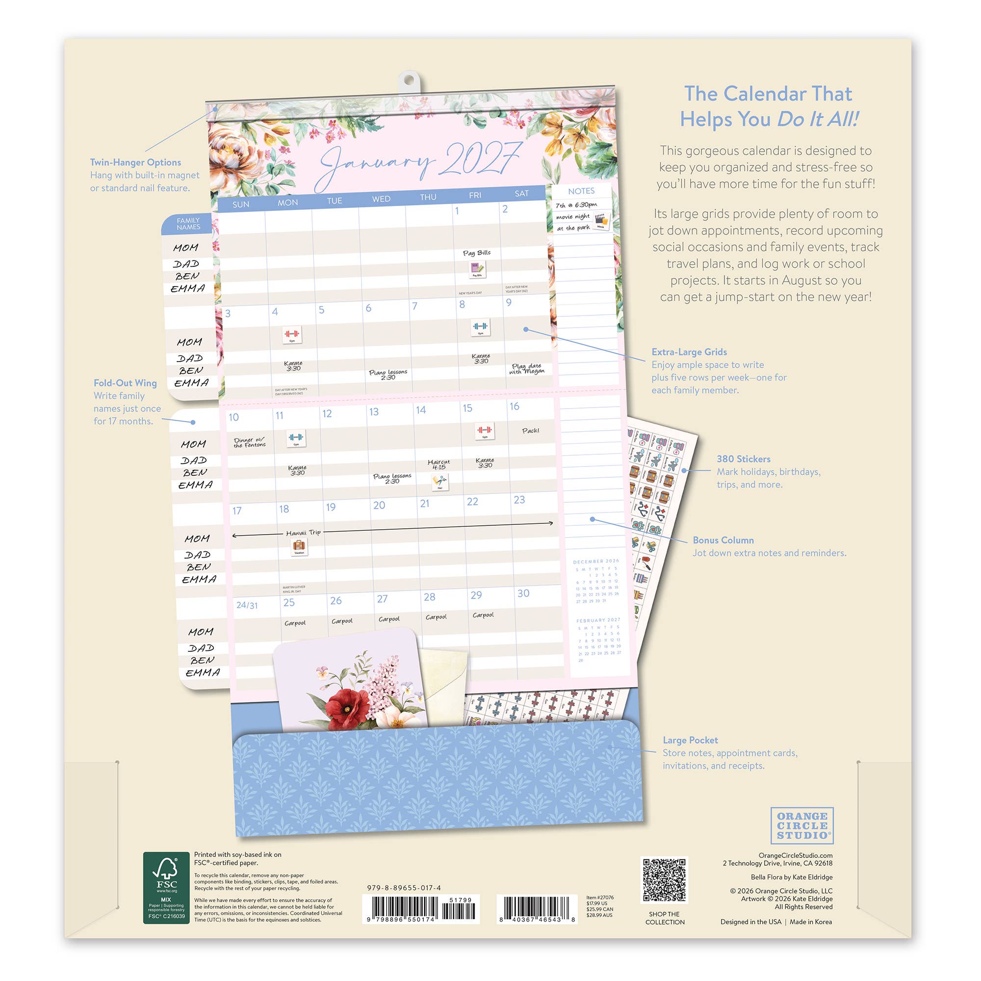 2027 Bella Flora Do It All Wall™ Calendar