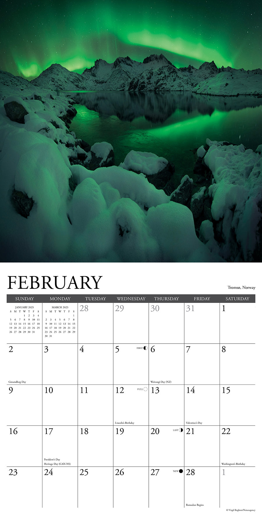 2025 Northern Lights - Square Wall Calendar