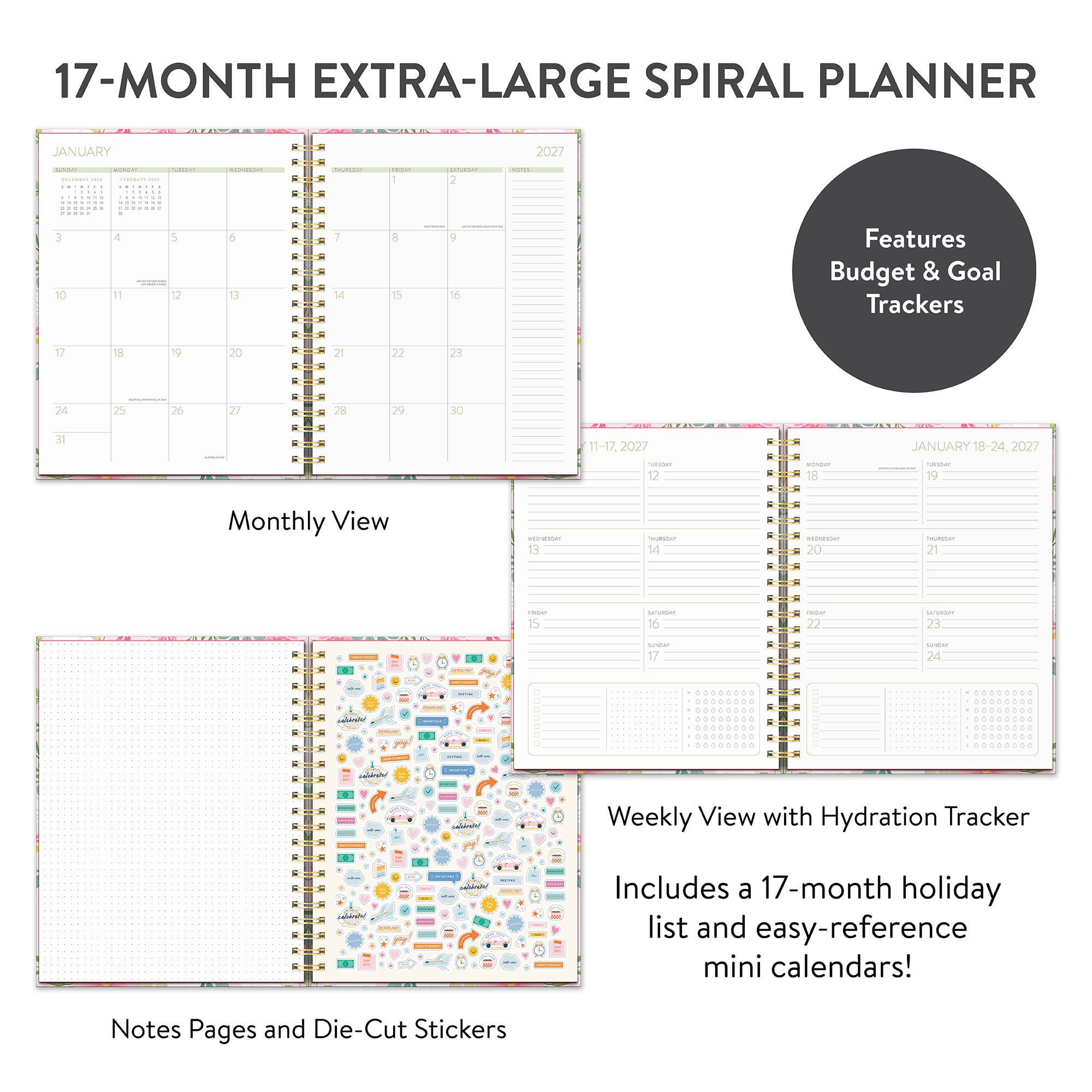 2027 Birds & Blooms Extra-Large Spiral Planner