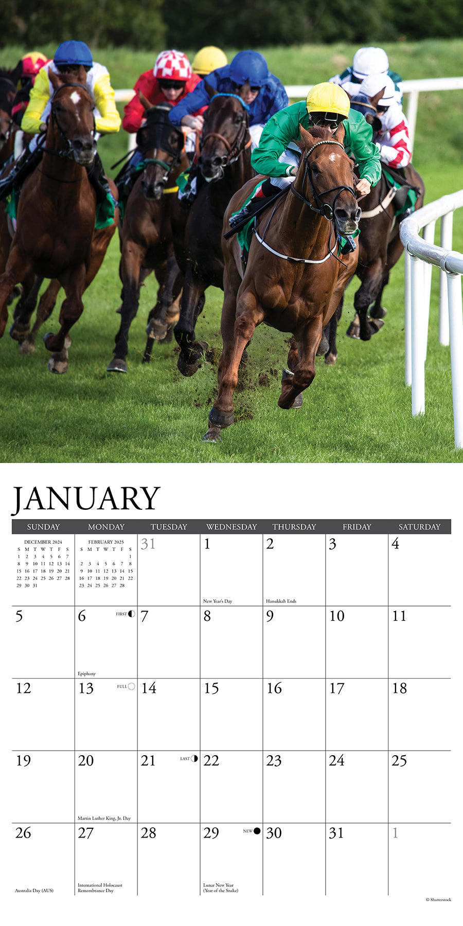 2025 Horse Racing - Square Wall Calendar