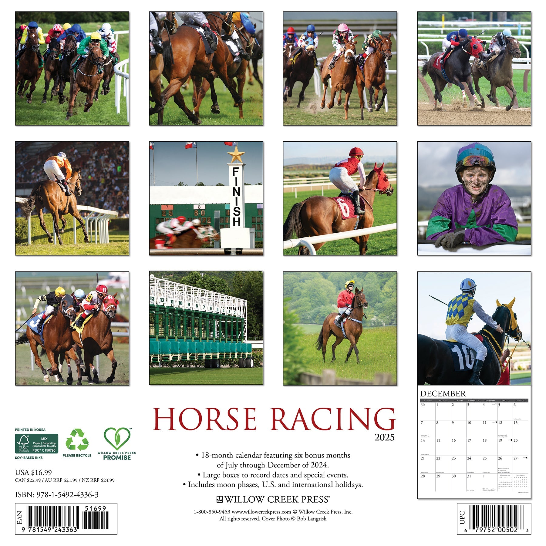2025 Horse Racing - Square Wall Calendar