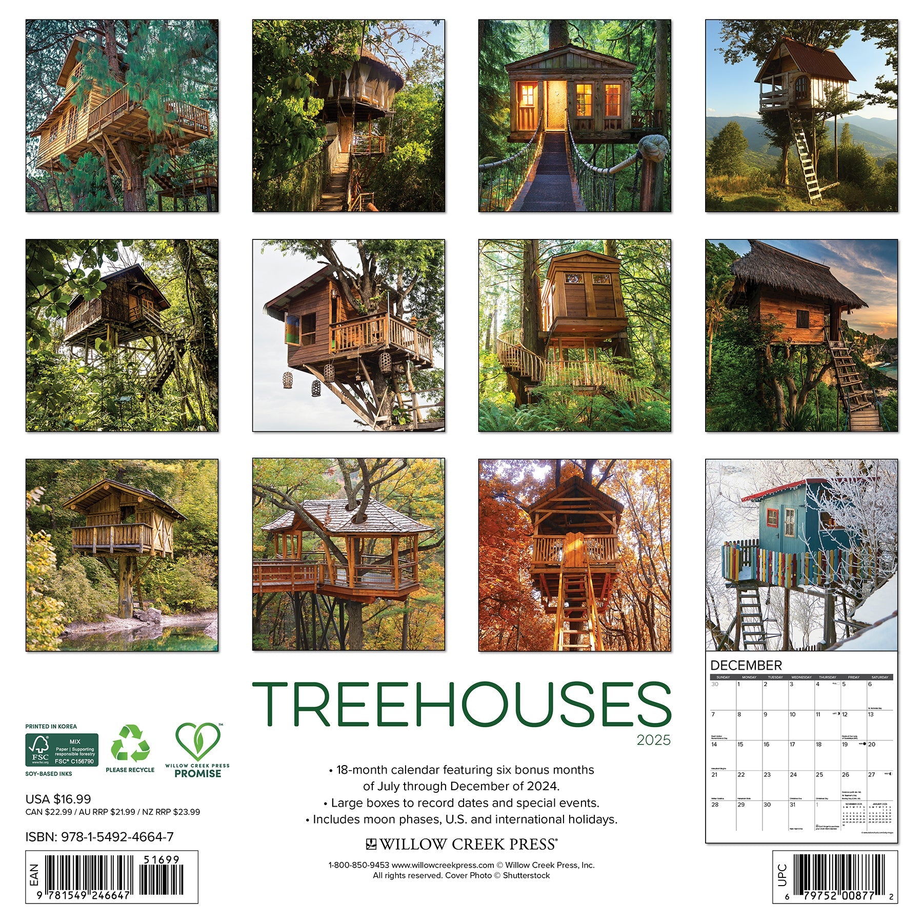 2025 Treehouses - Square Wall Calendar