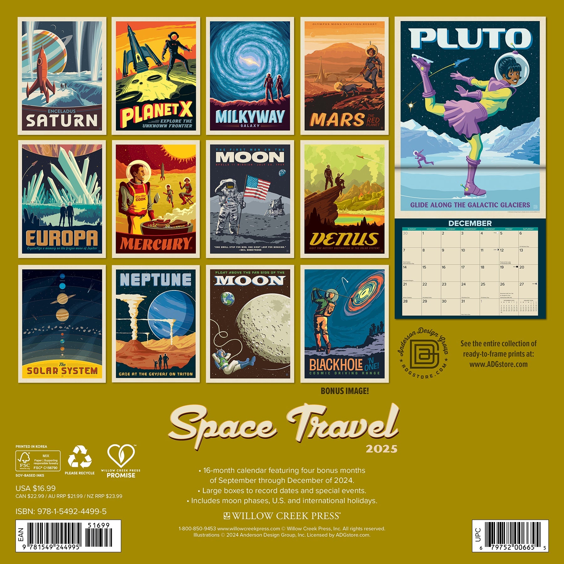 2025 Space Travel (ADG) - Square Wall Calendar