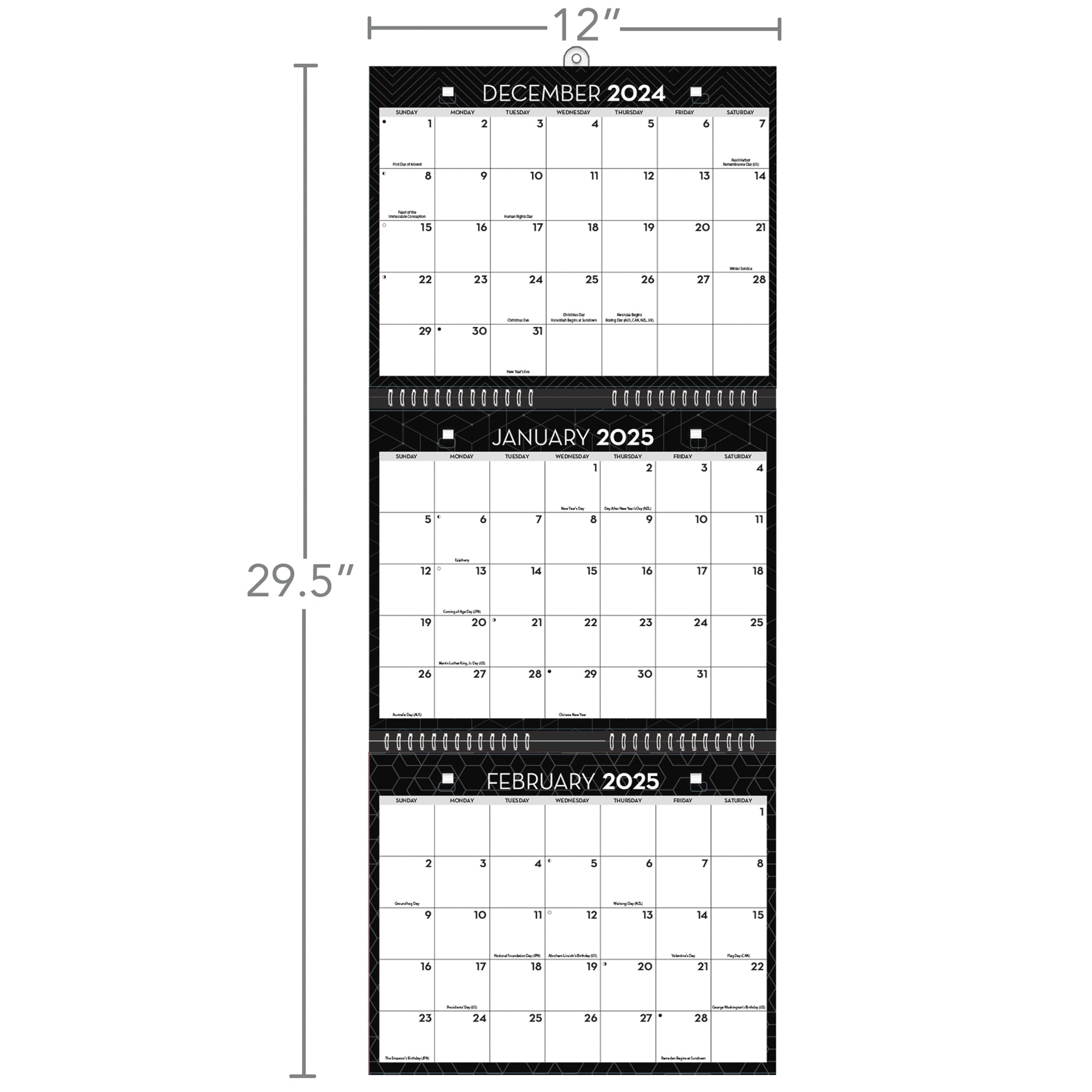 2025 Office Tri-View - LANG 3-Month View Wall Calendar