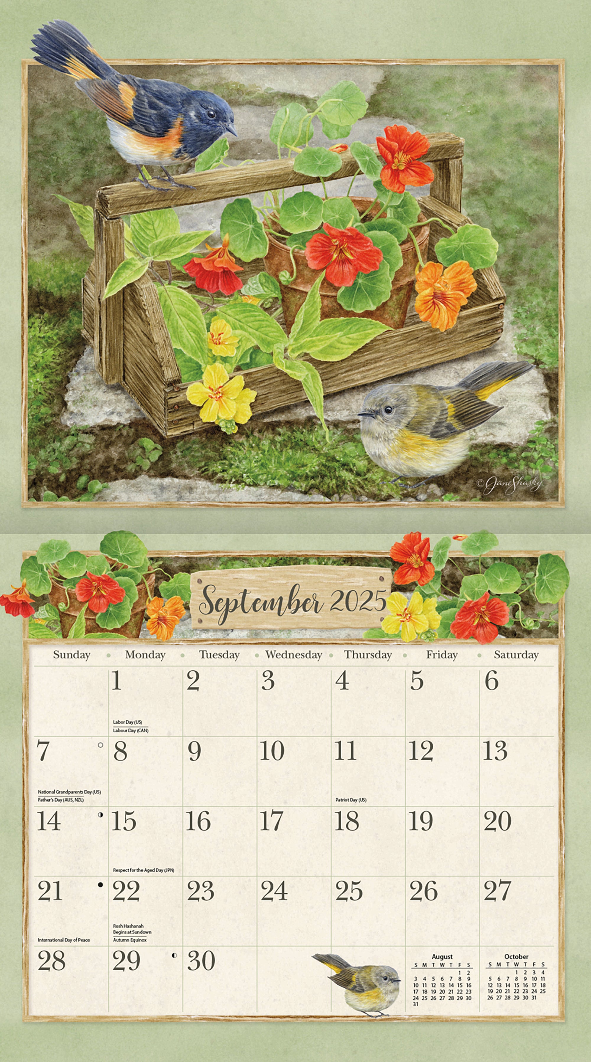 2025 Birds In The Garden By Jane Shasky - LANG Deluxe Wall Calendar