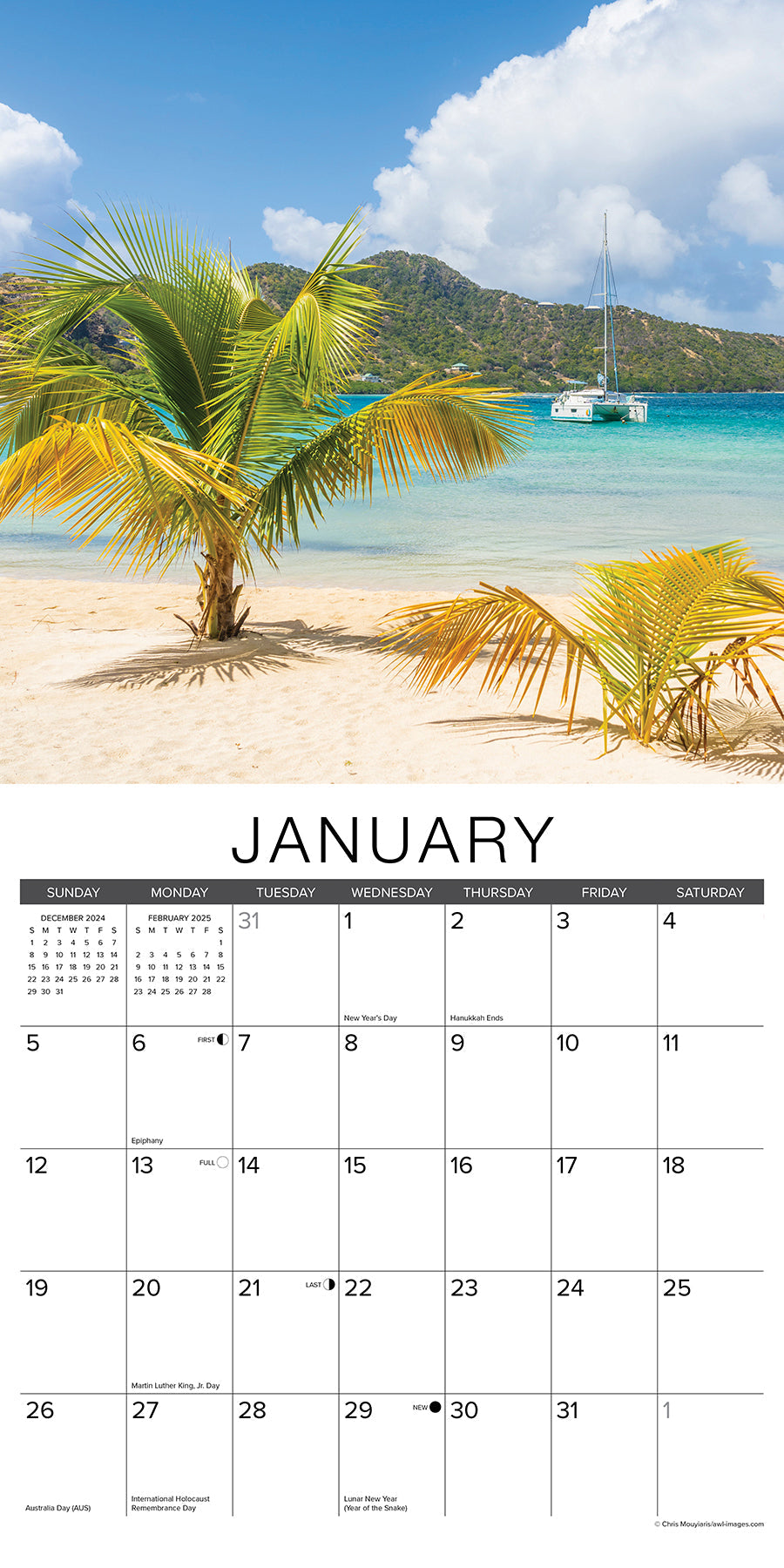 2025 Beaches - Square Wall Calendar