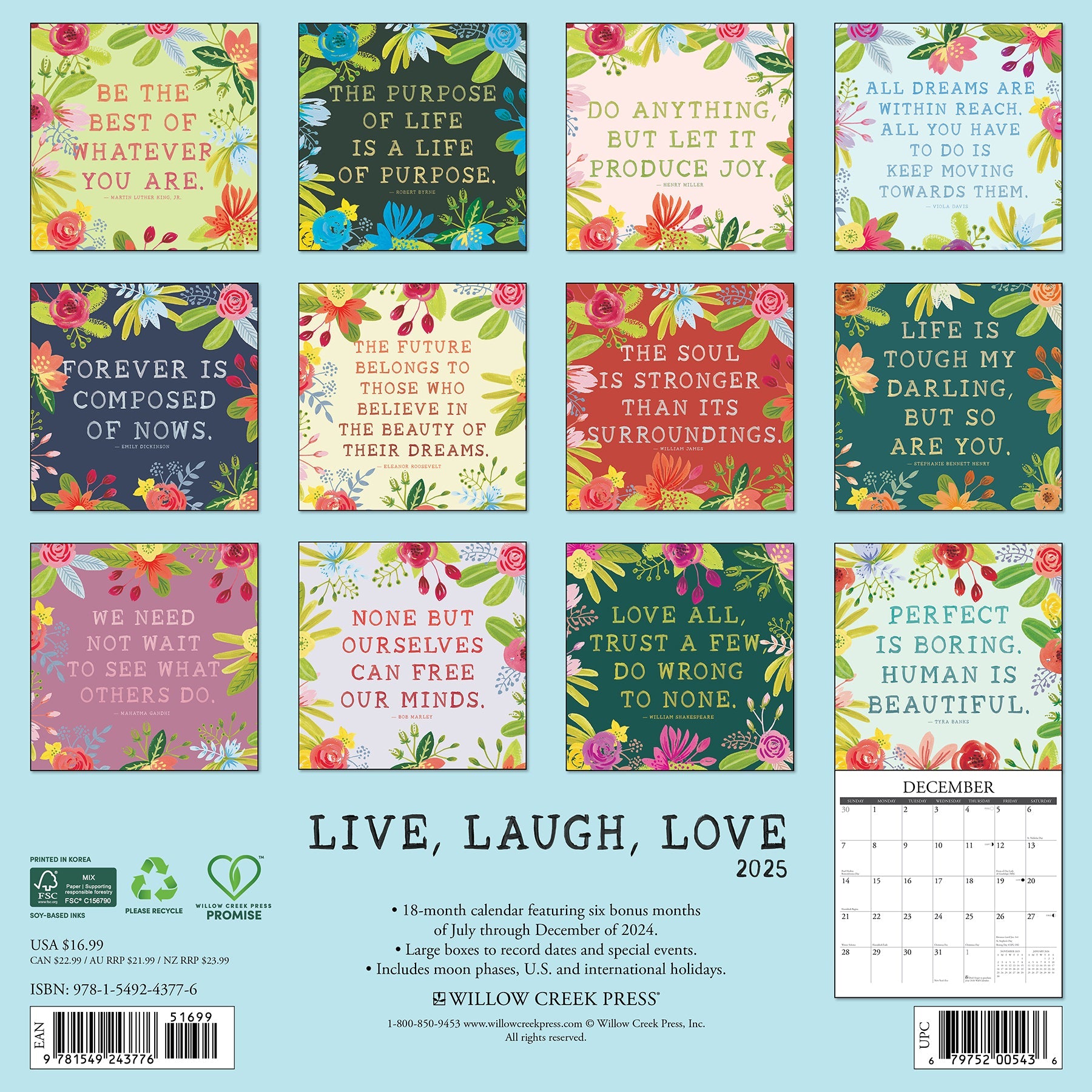 2025 Live, Laugh, Love - Square Wall Calendar