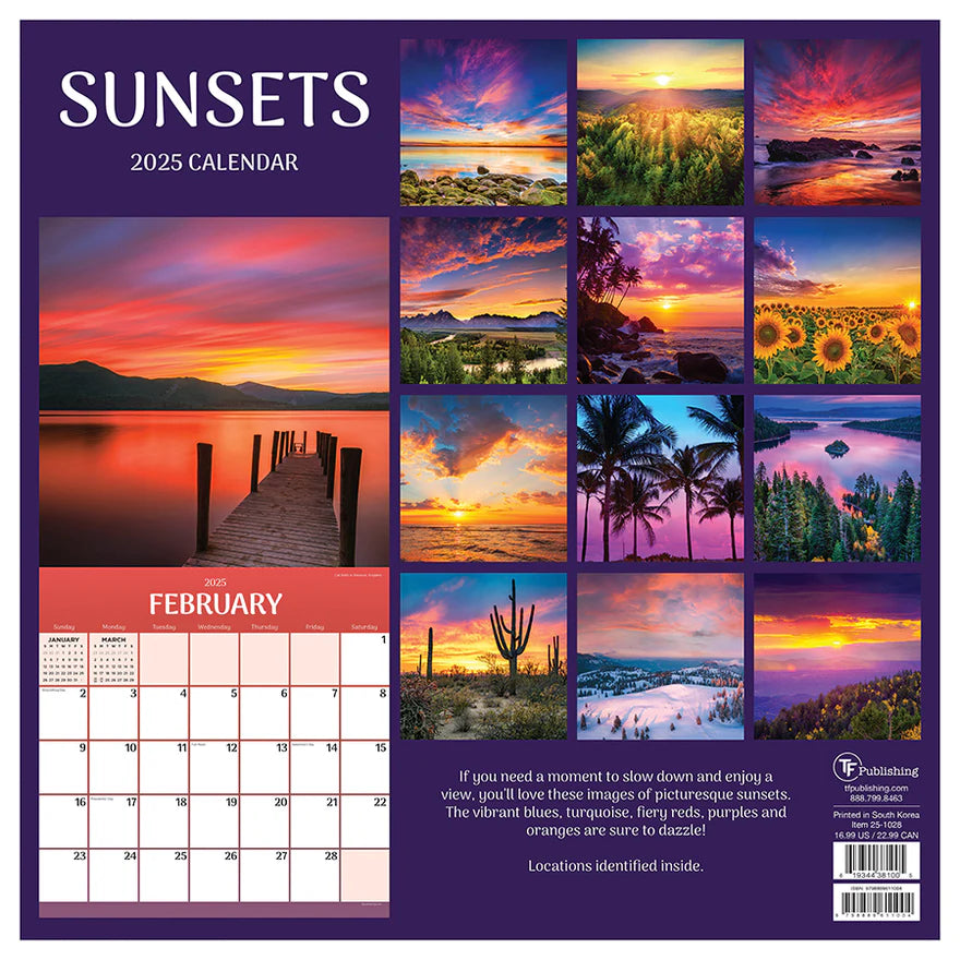 2025 Sunsets - Square Wall Calendar