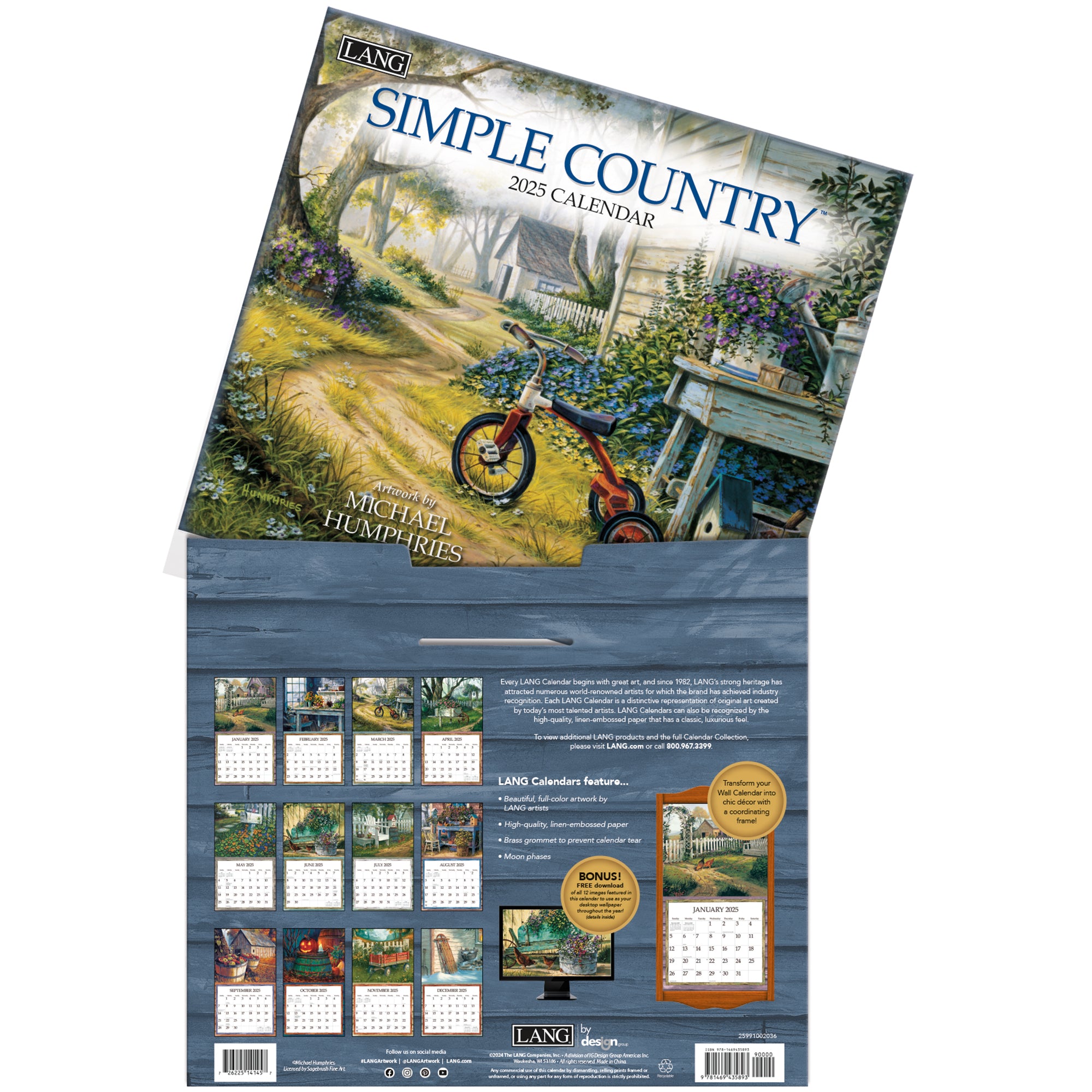 2025 Simple Country by Michael Humphries - LANG Deluxe Wall Calendar