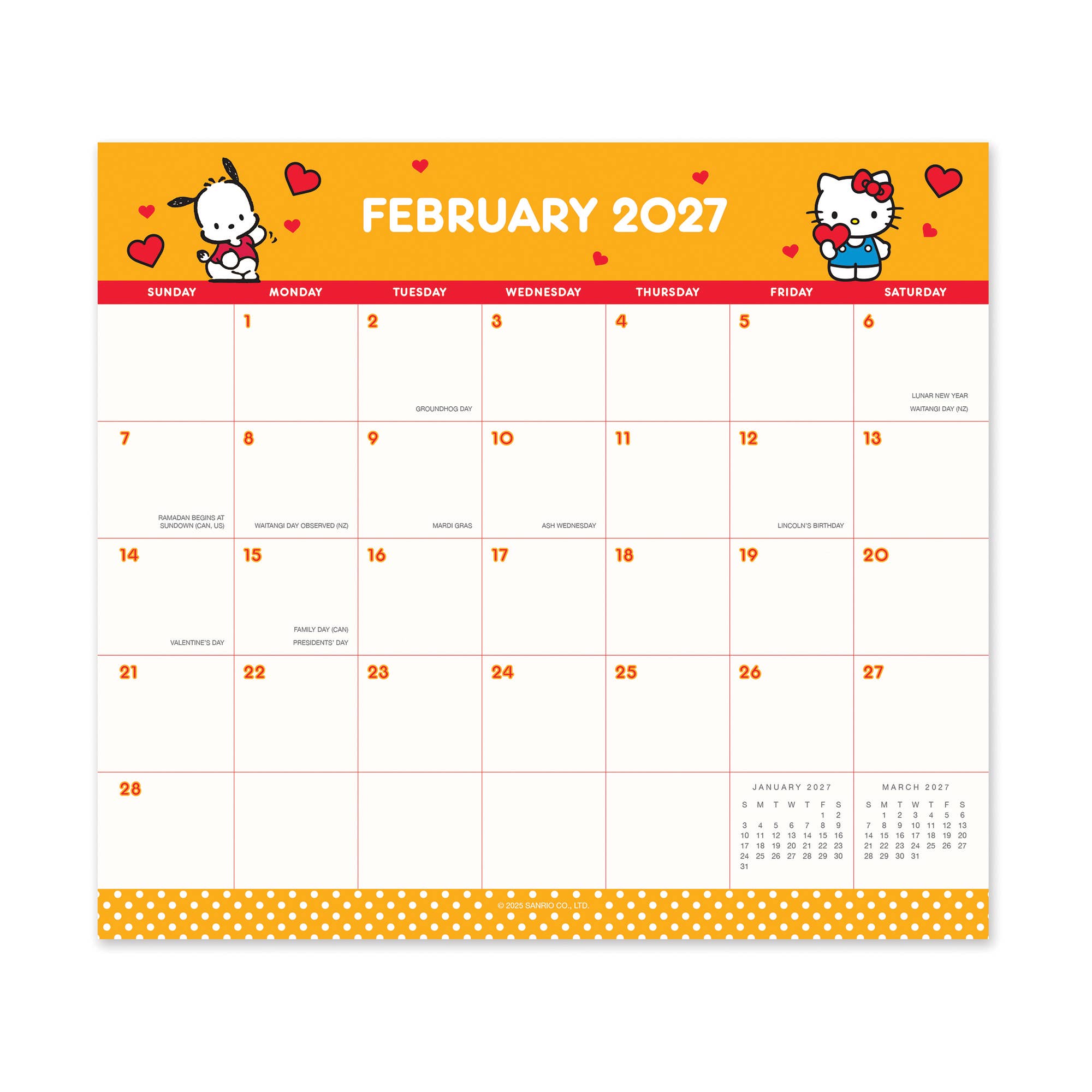 2027 Hello Kitty® and Friends Retro Magnetic Monthly Pad