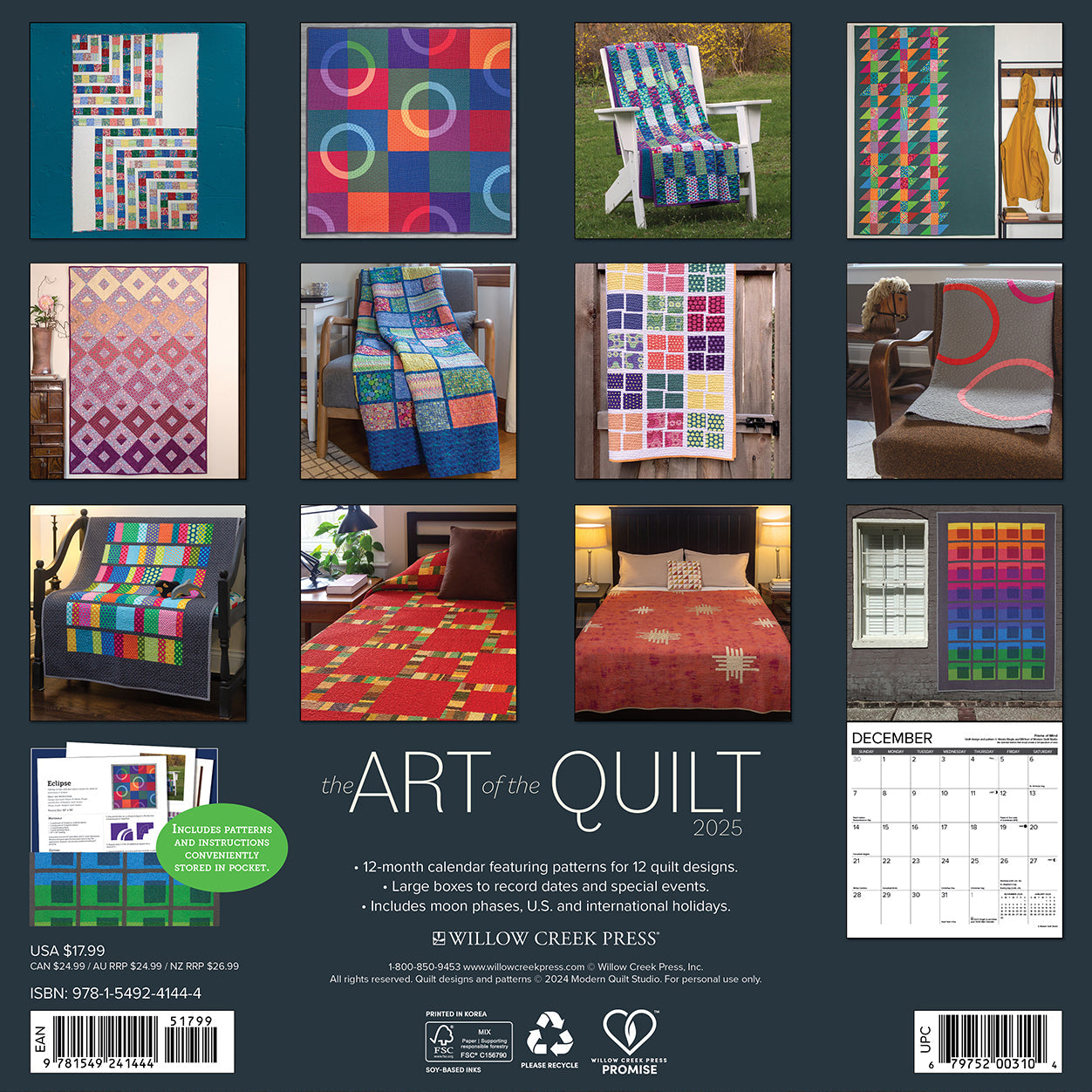 2025 Art of the Quilt - Square Wall Calendar