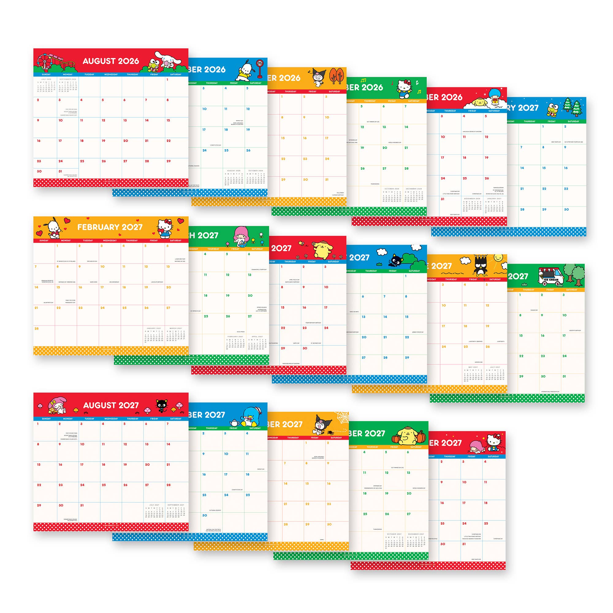 2027 Hello Kitty® and Friends Retro Magnetic Monthly Pad