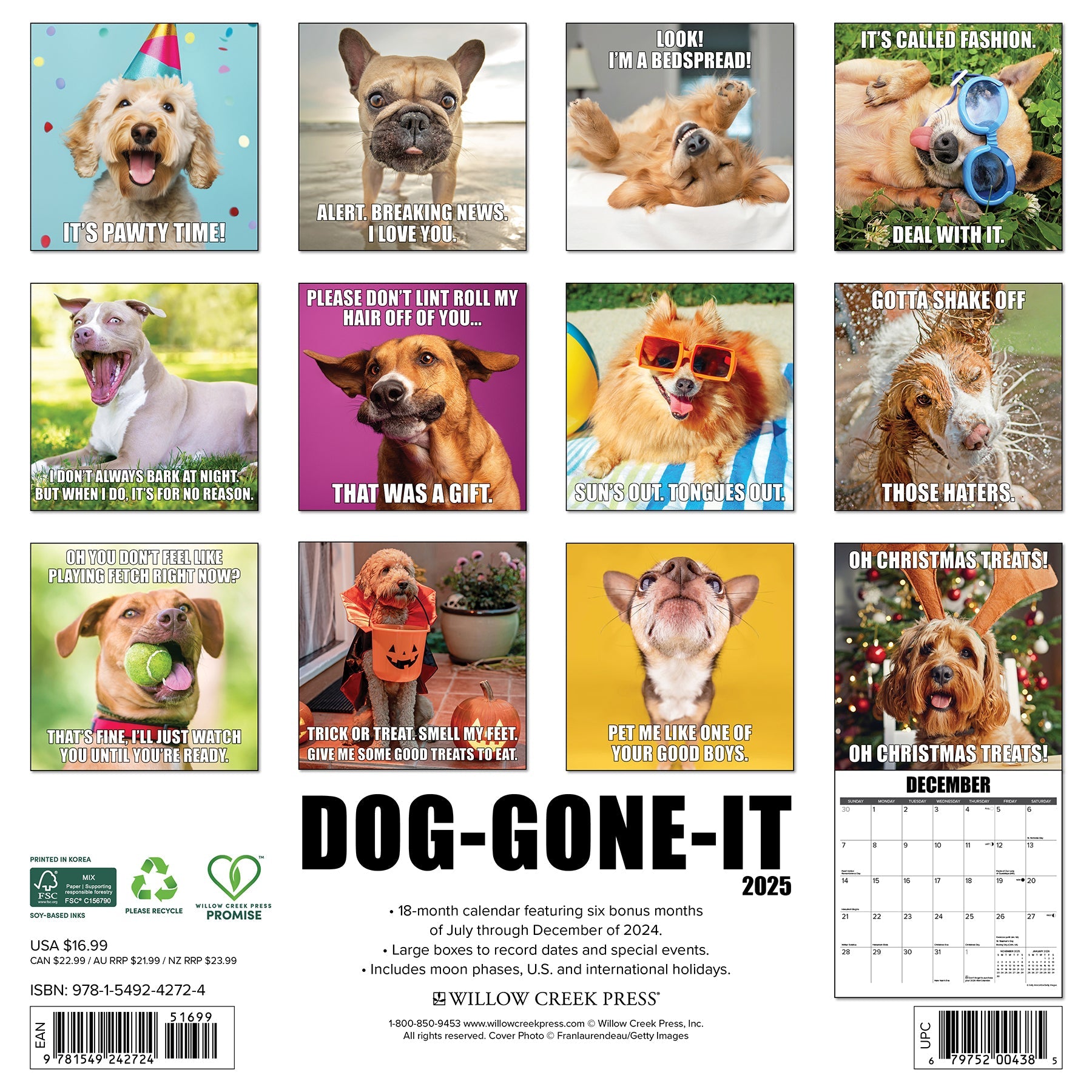 2025 Dog-Gone-It - Square Wall Calendar