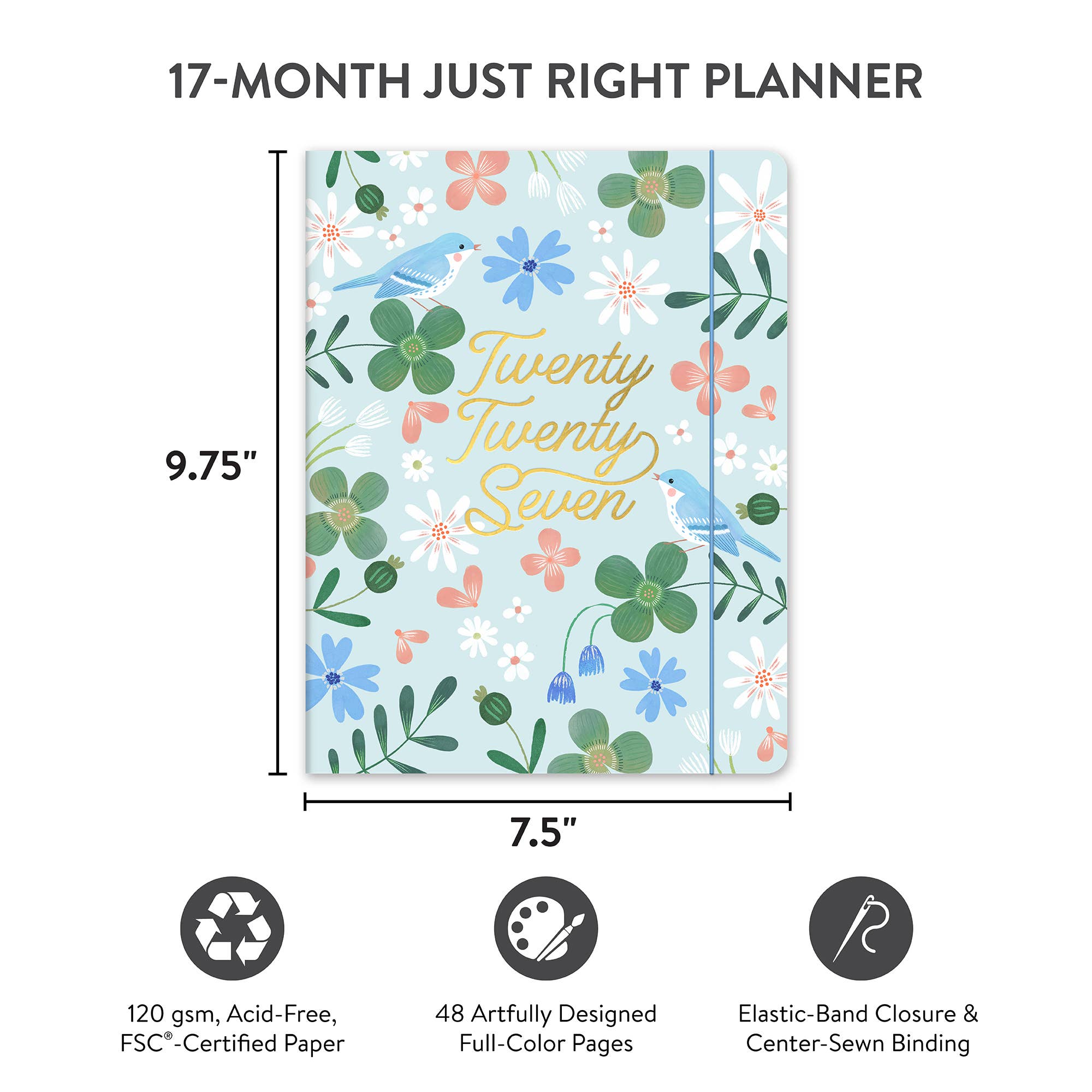 2027 Birds & Blooms Just Right Monthly Planner