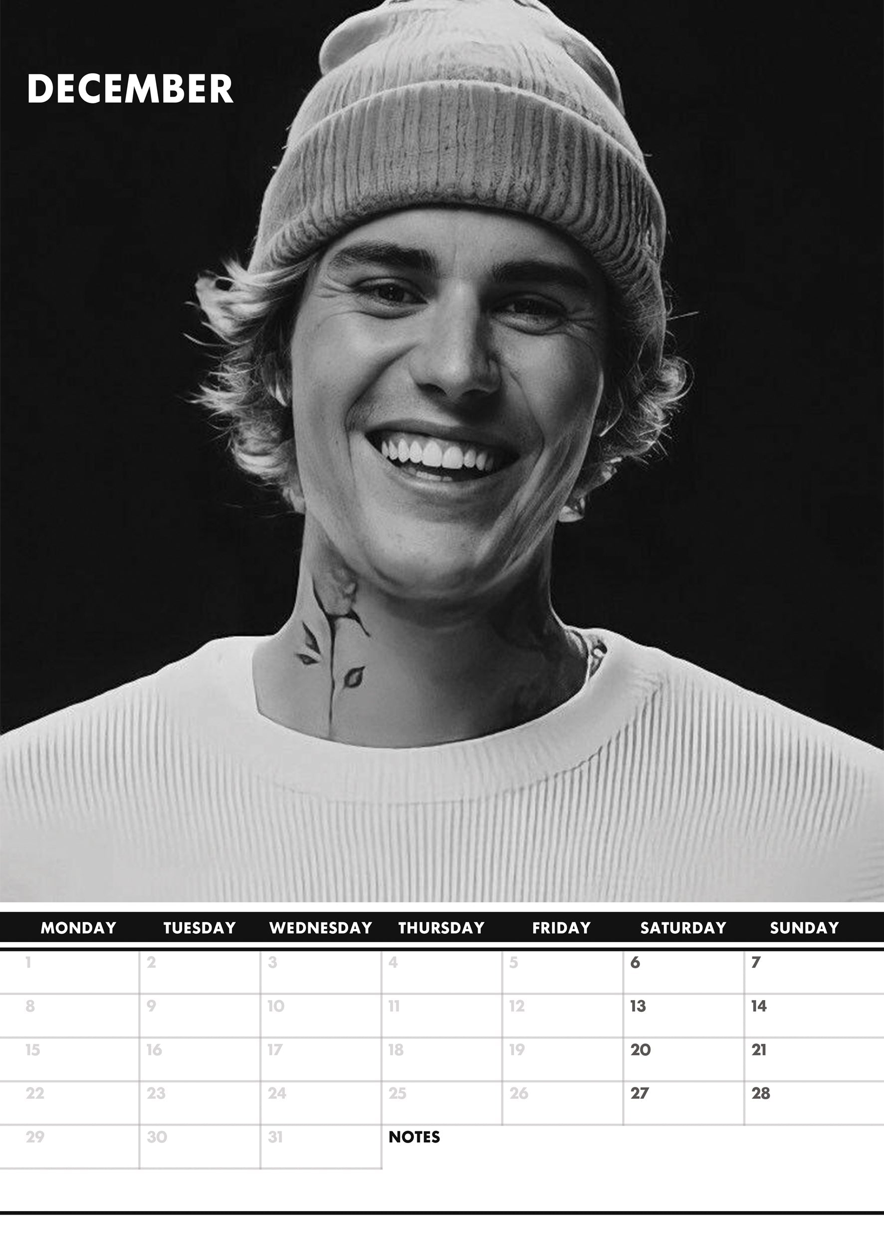 2025 Justin Bieber - A3 Wall Calendar