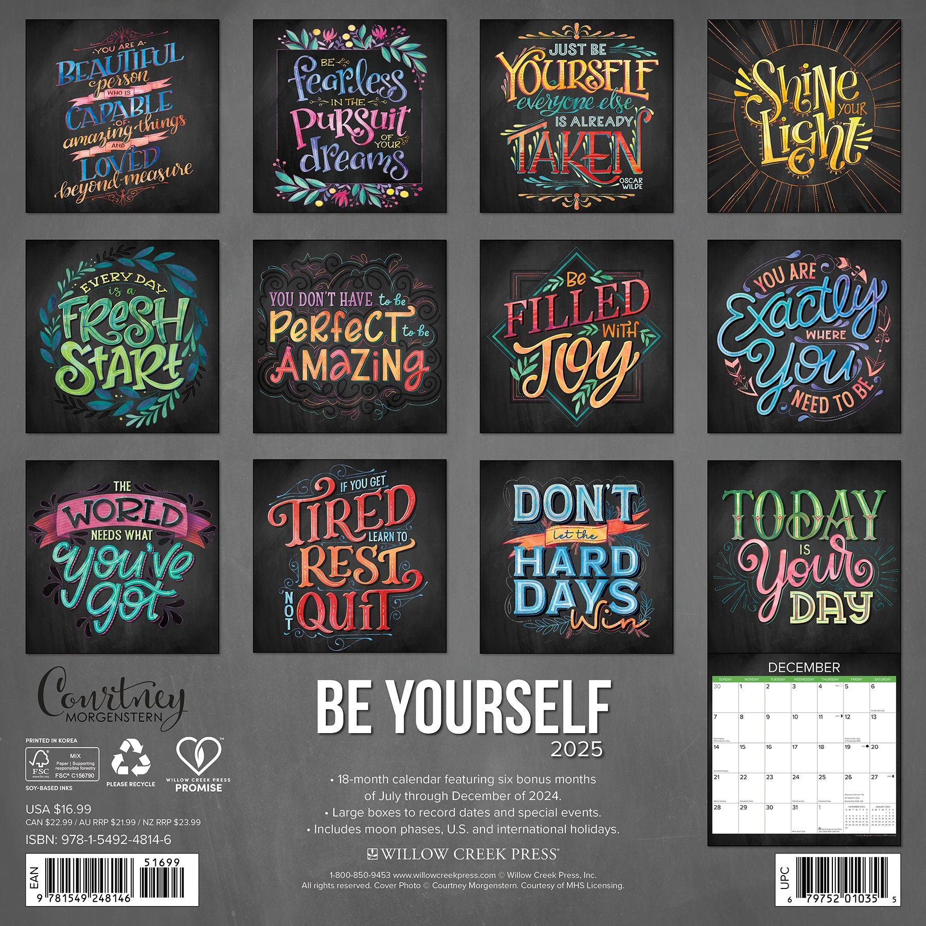 2025 Be Yourself - Square Wall Calendar