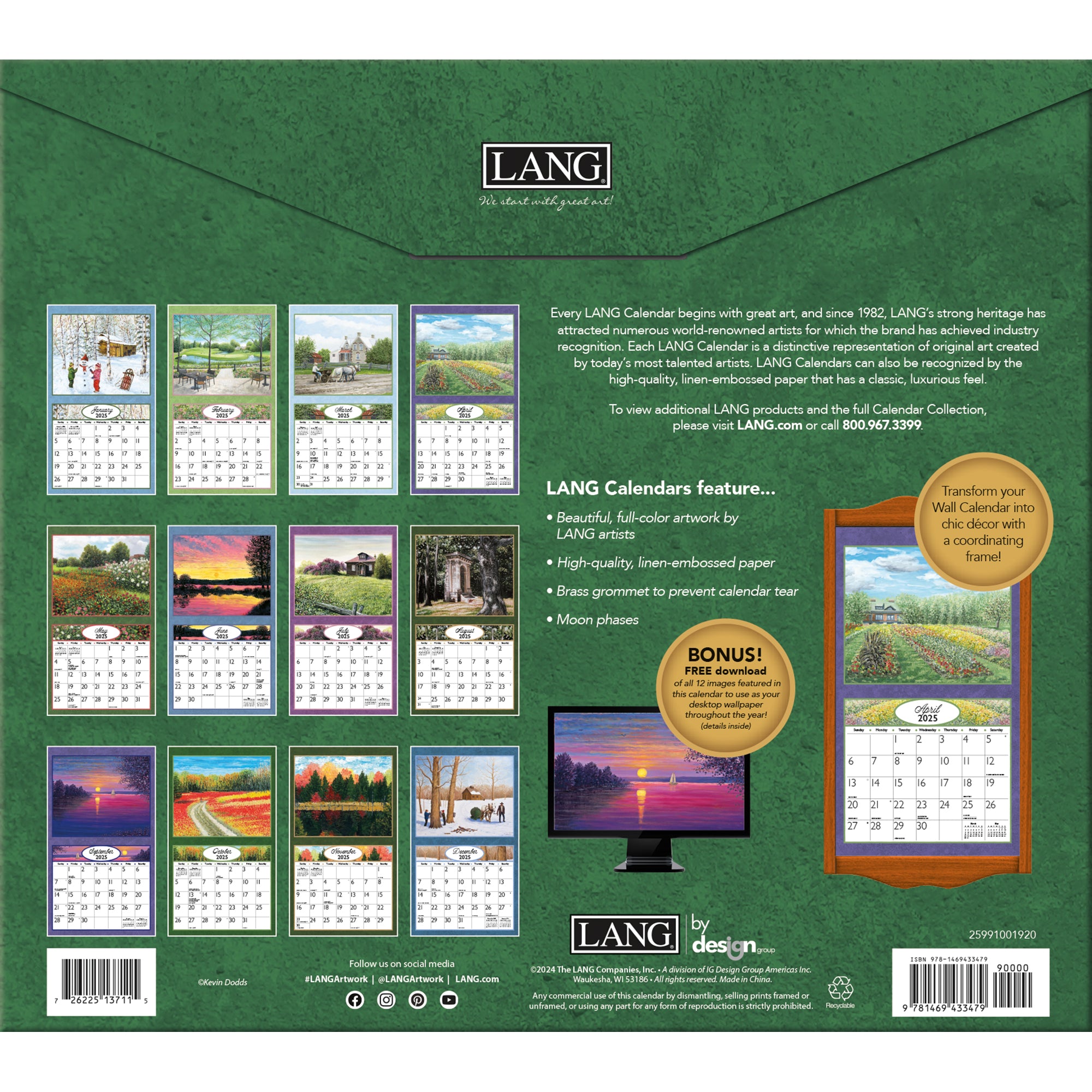 2025 Journey Home By Kevin Dodds - LANG Deluxe Wall Calendar