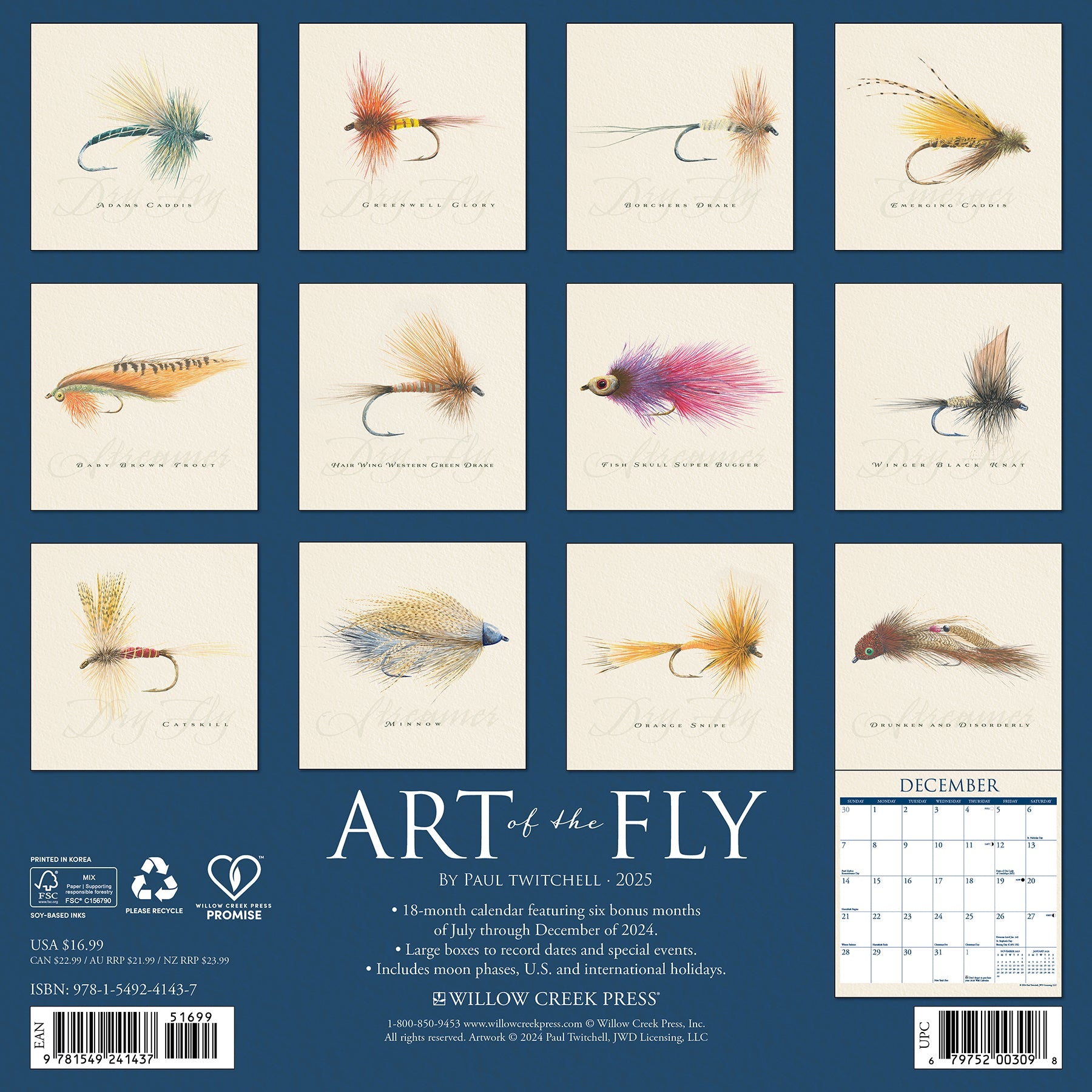 2025 Art of the Fly (Paul Twitchell) - Square Wall Calendar