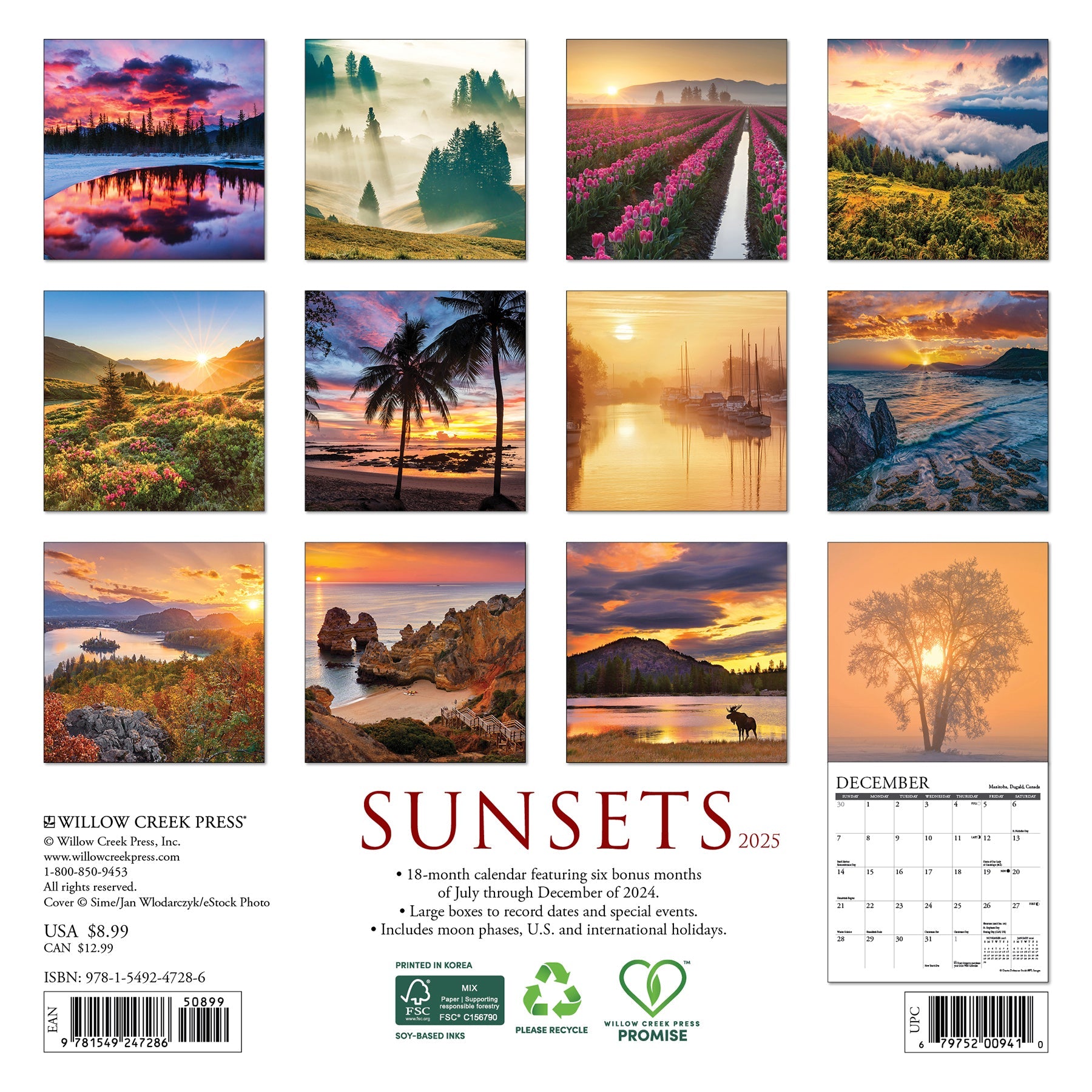 2025 Sunsets - Mini Wall Calendar