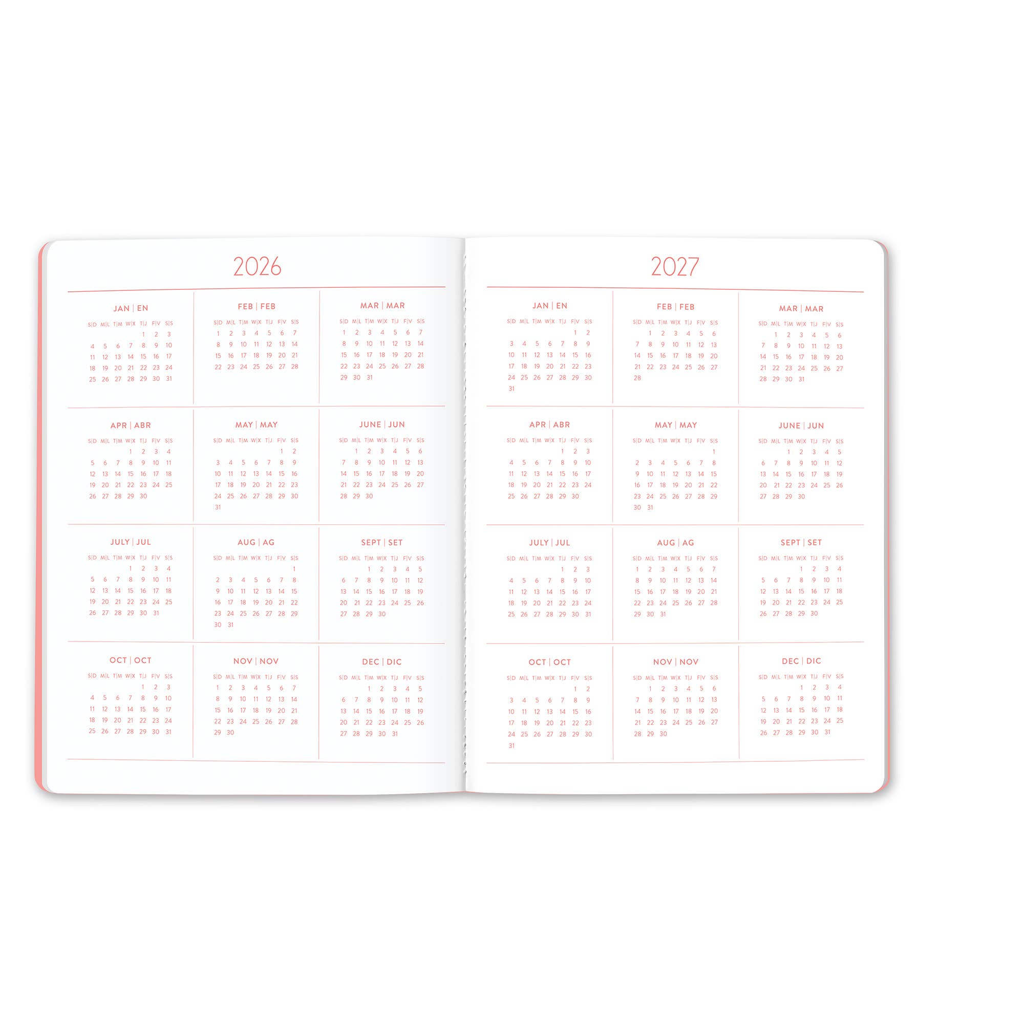 2027 Secret Garden English-Spanish Bilingual Just Right Monthly Planner
